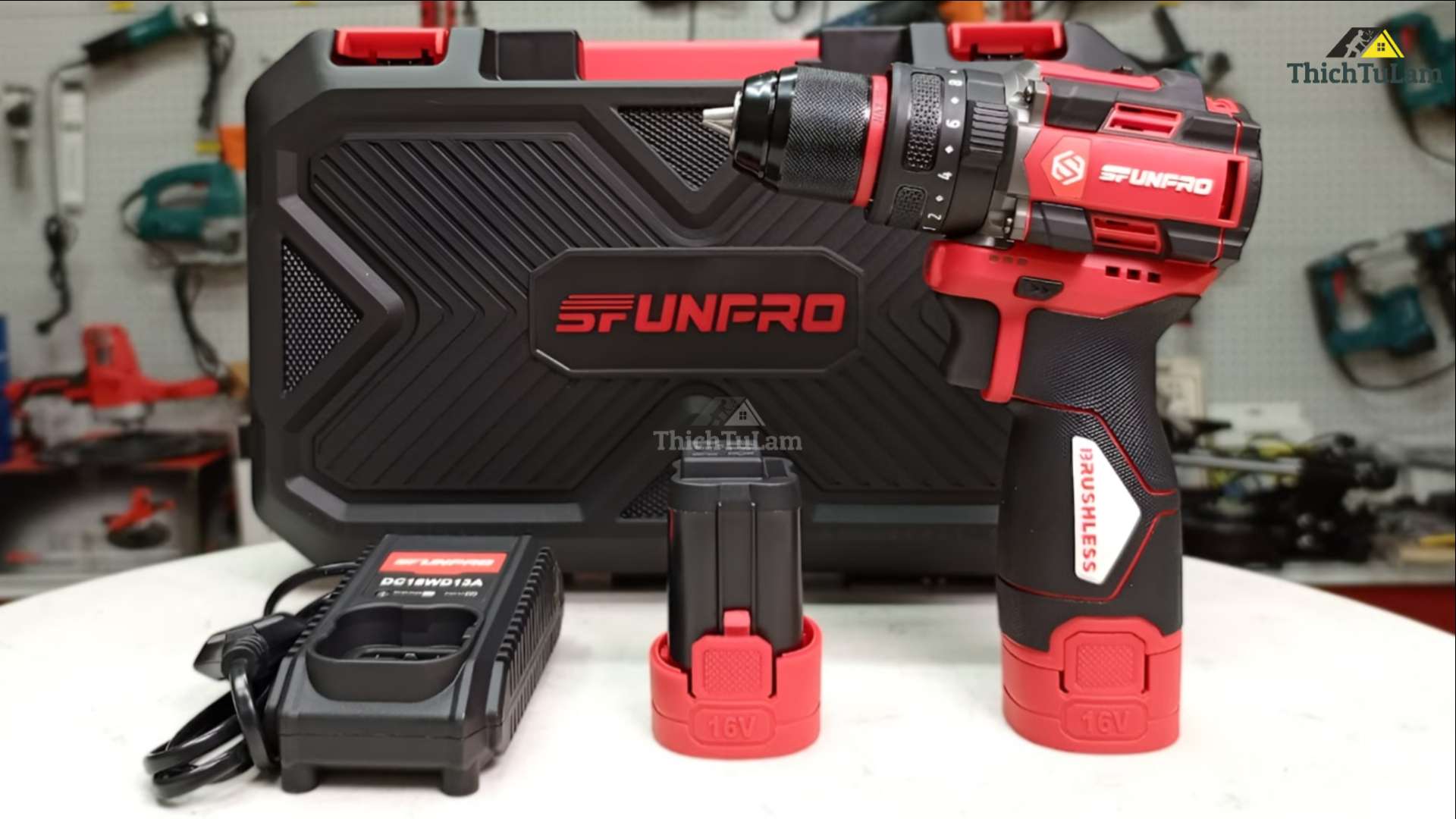 Bộ máy khoan Pin 16.8V động lực 10mm Sfunpro S16DR10A.2 (2 pin + 1 sạc)