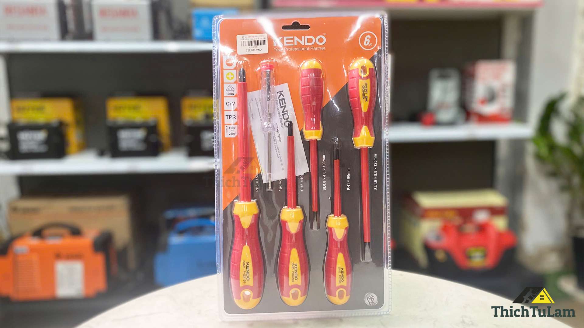 Bộ tua vít cách điện 1000V VDE bằng thép CrV (6 chi tiết/ bộ) Kendo 20483