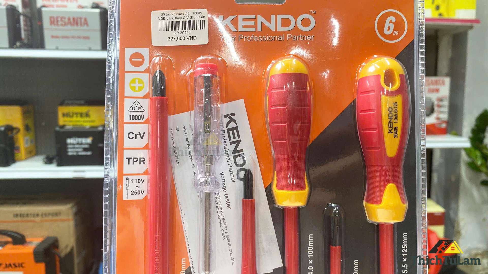 Bộ tua vít cách điện 1000V VDE bằng thép CrV (6 chi tiết/ bộ) Kendo 20483