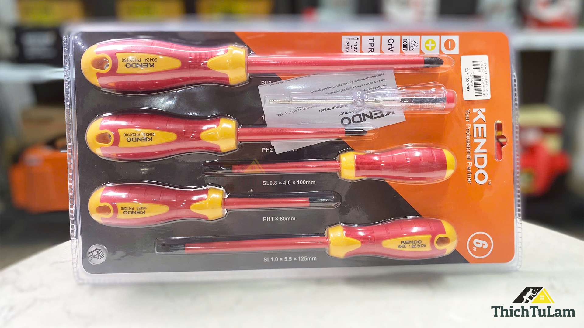 Bộ tua vít cách điện 1000V VDE bằng thép CrV (6 chi tiết/ bộ) Kendo 20483