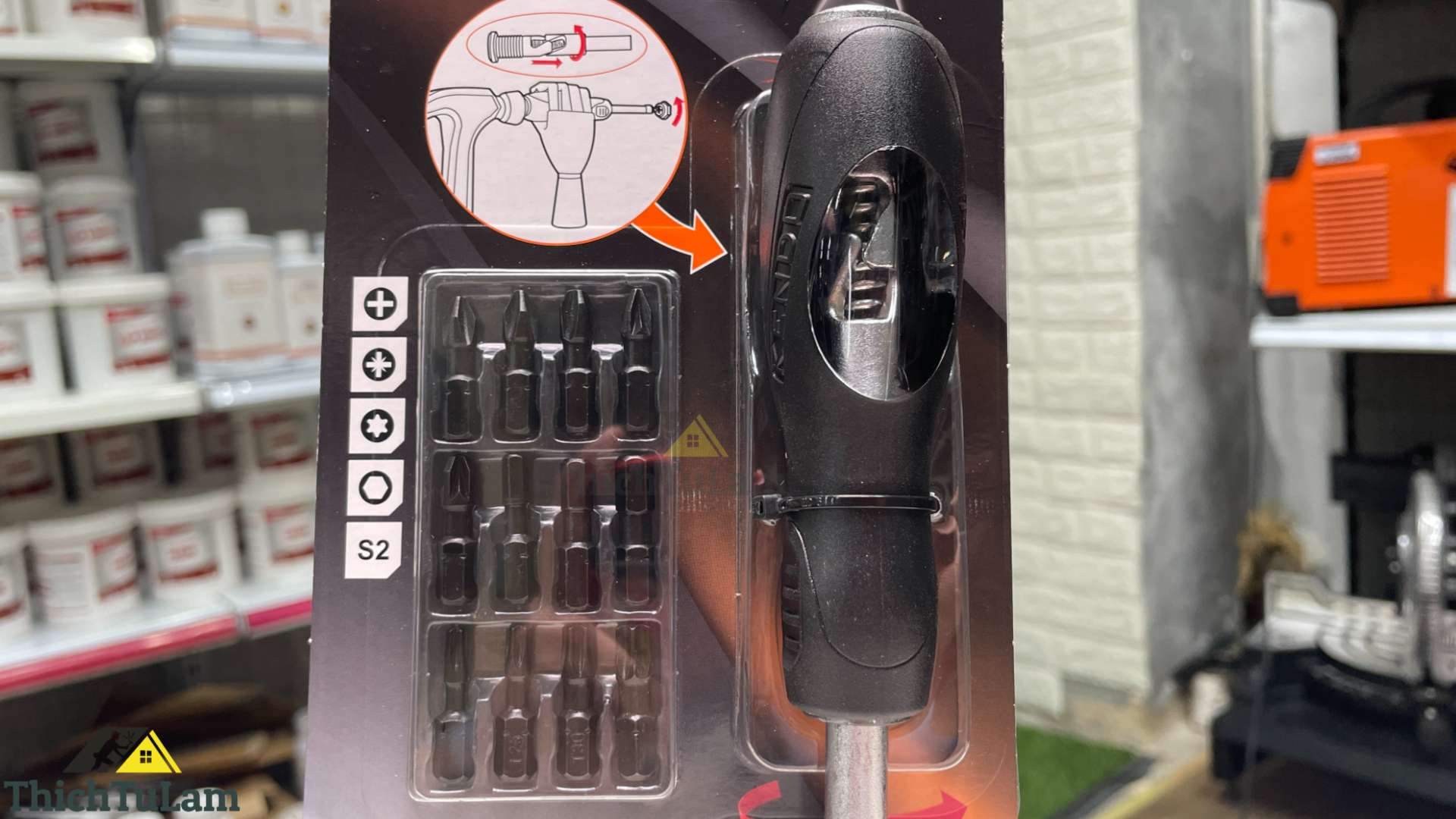 Bộ tua vít đóng xoay 13 chi tiết chất liệu thép S2 Kendo 20021