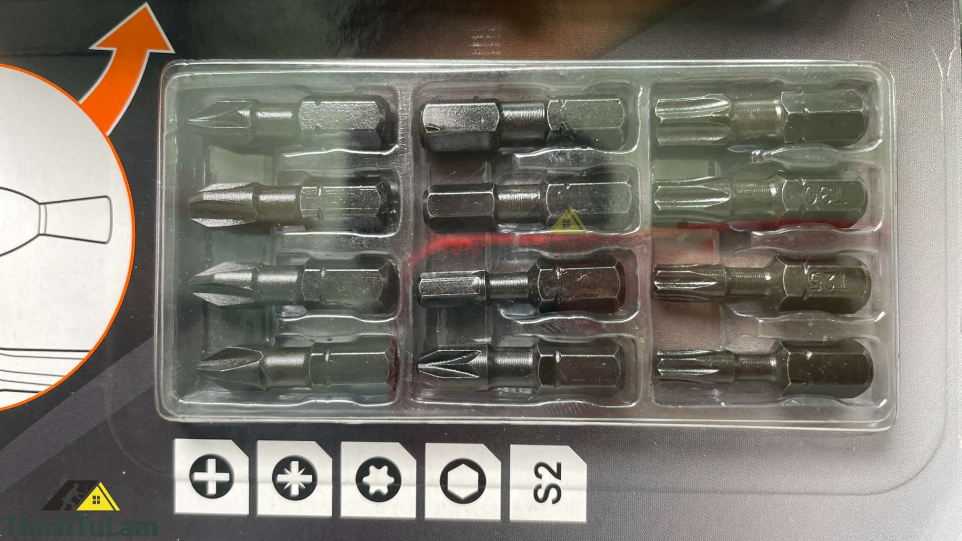 Bộ tua vít đóng xoay 13 chi tiết chất liệu thép S2 Kendo 20021