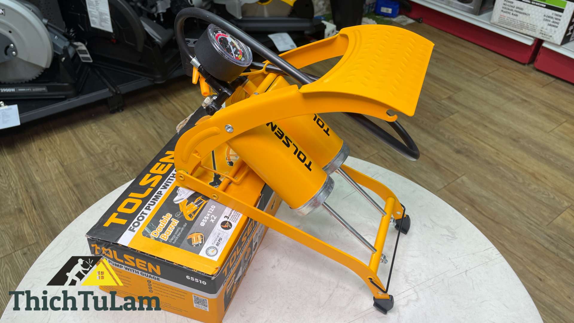 Bơm xe 2 ống dạng đạp chân Tolsen 65510