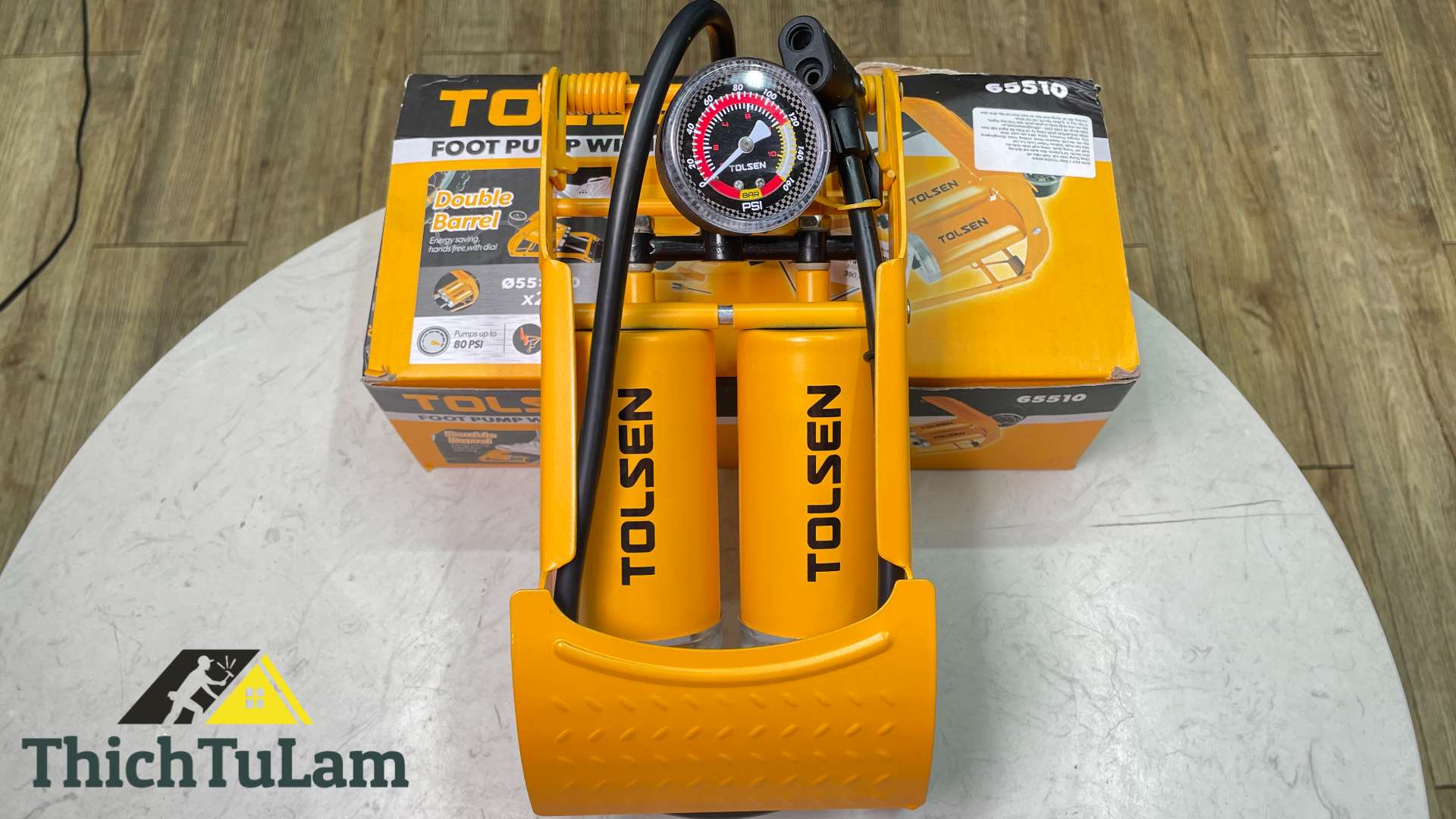 Bơm xe 2 ống dạng đạp chân Tolsen 65510