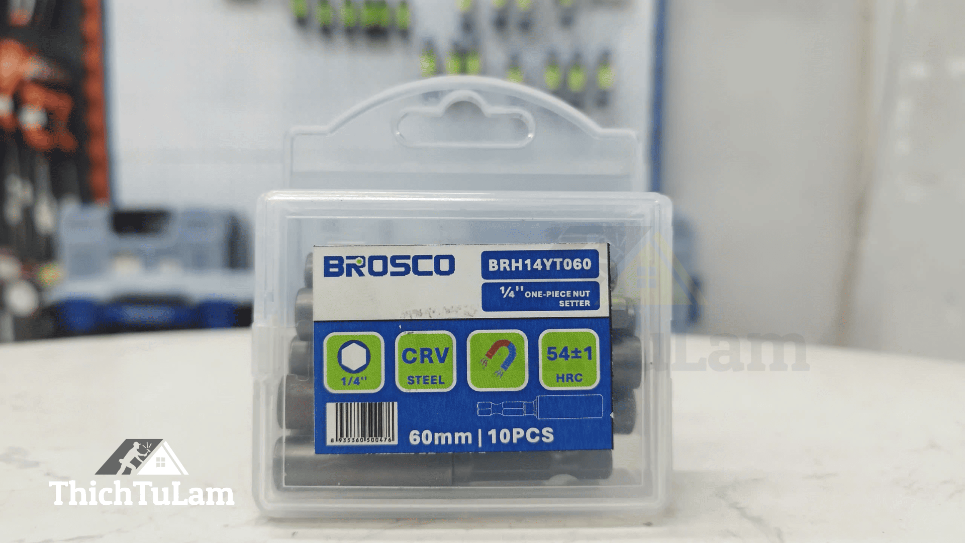 Đầu nối 1/4inchx60mm chuôi lục giác 6.35mm (thân liền) (vỉ 10 cái) Brosco BRH14YT060