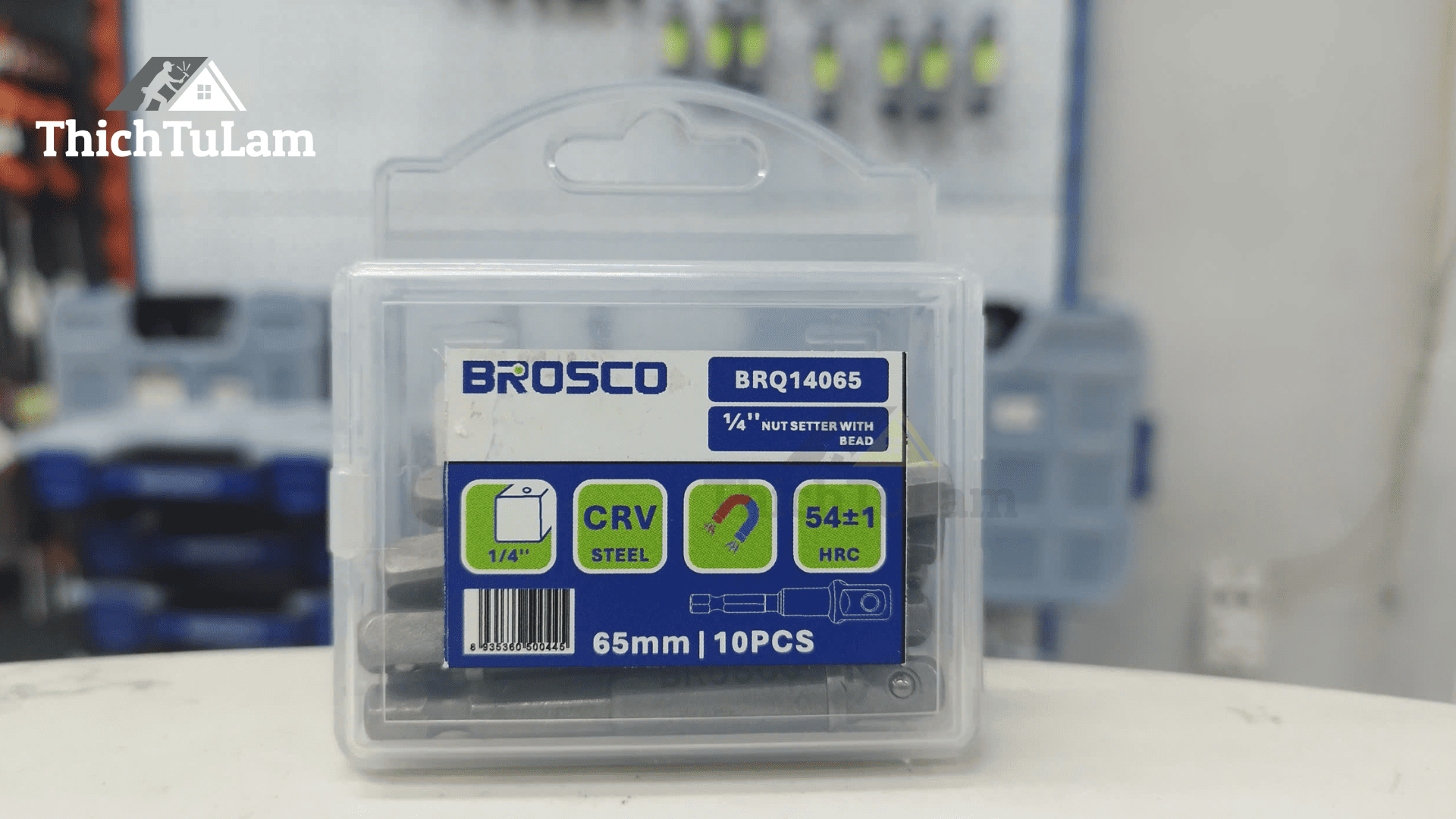 Đầu nối 1/4inchx65mm chuôi lục giác 6.35mm (vỉ 10 cái) Brosco BRQ14065