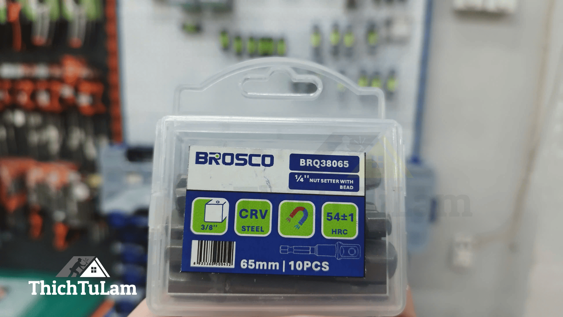 Đầu nối 3/8inchx65mm chuôi lục giác 6.35mm (vỉ 10 cái) Brosco BRQ38065