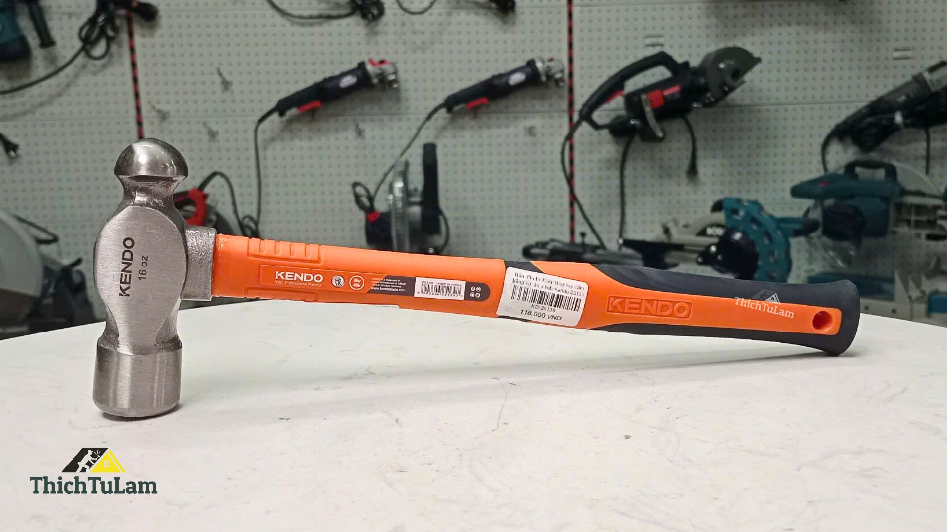 Búa đầu bi 450g16oz tay cầm bằng sợi thủy tinh Kendo 25139