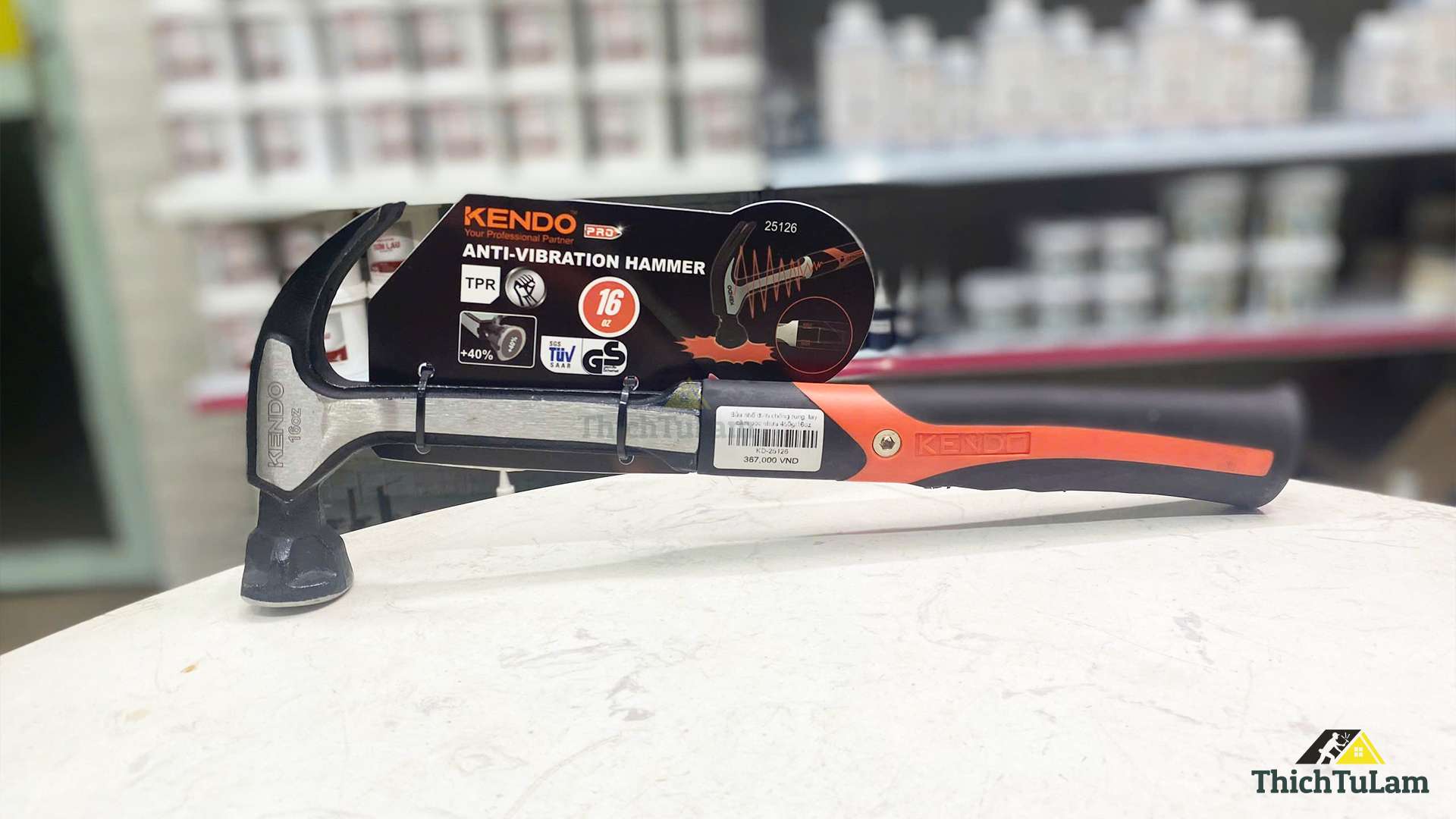 Búa nhổ đinh chống rung, tay cầm bọc nhựa 450g/16oz Kendo 25126