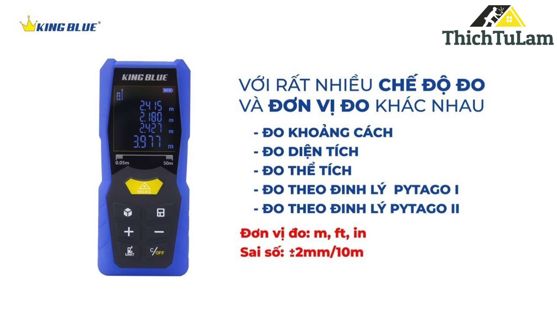 Các chế độ đo đa đạng nhu cầu trên máy đo khoảng cách King Blue