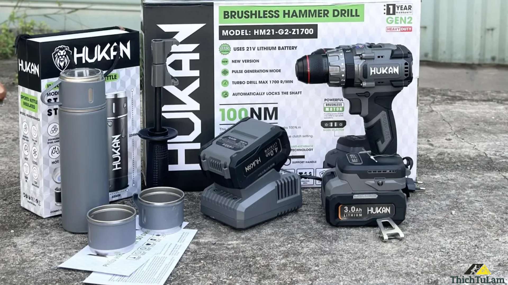 Máy Khoan Pin 13mm HM21-G2-Z1700 Tặng Bộ Bình Giữ Nhiệt Hukan