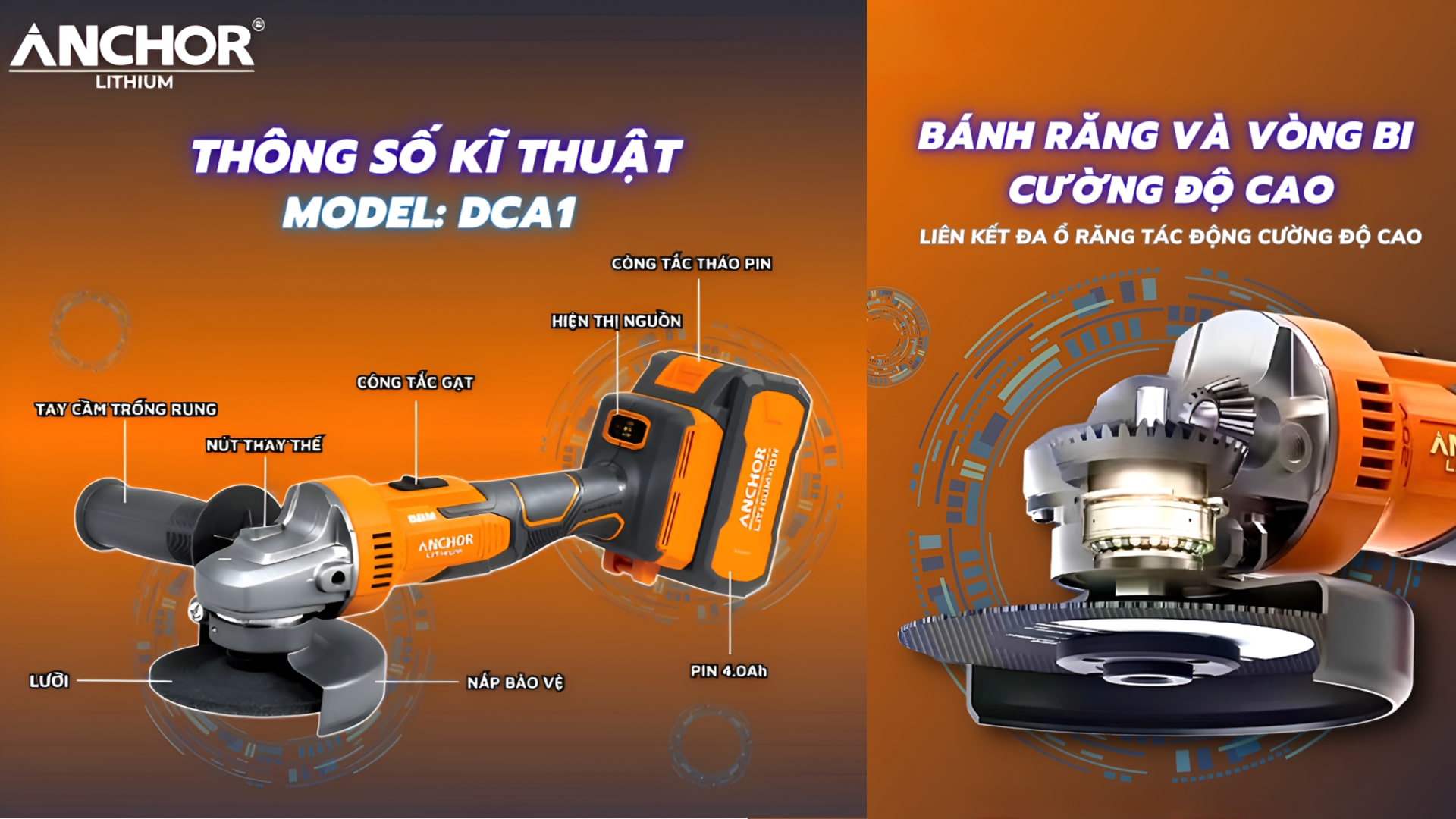 Đánh giá Máy mài pin 20V Anchor DCA1