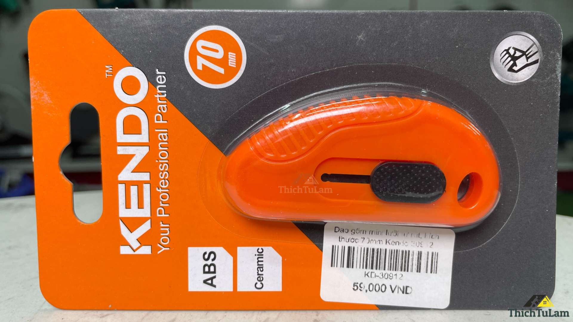 Dao gốm mini lưỡi tự rút, kích thước 70mm Kendo 30912.