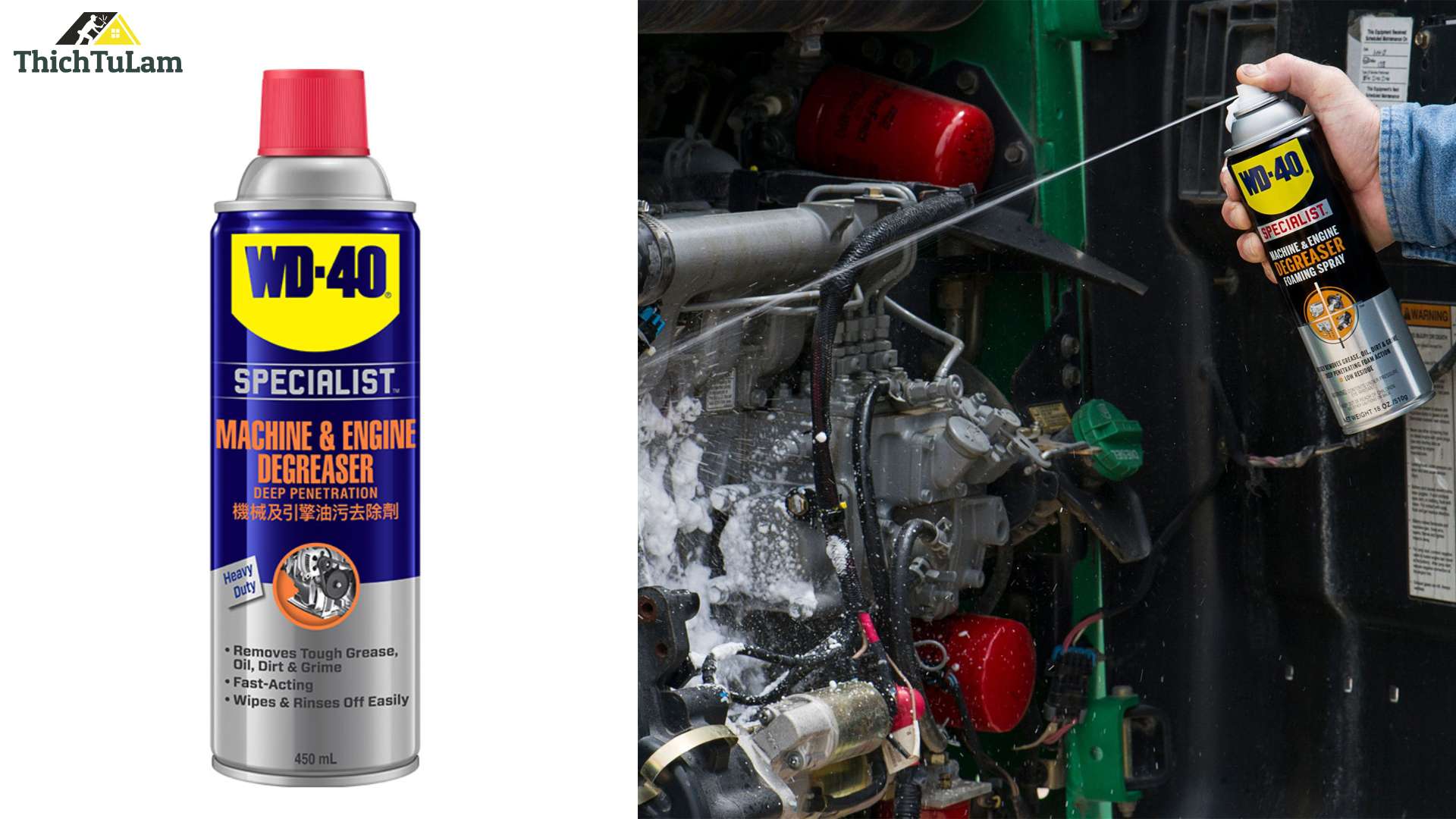 Dung dịch tẩy dầu mở, cặn dầu 450ml (Mach & Eng Degreaser) WD-40 351044
