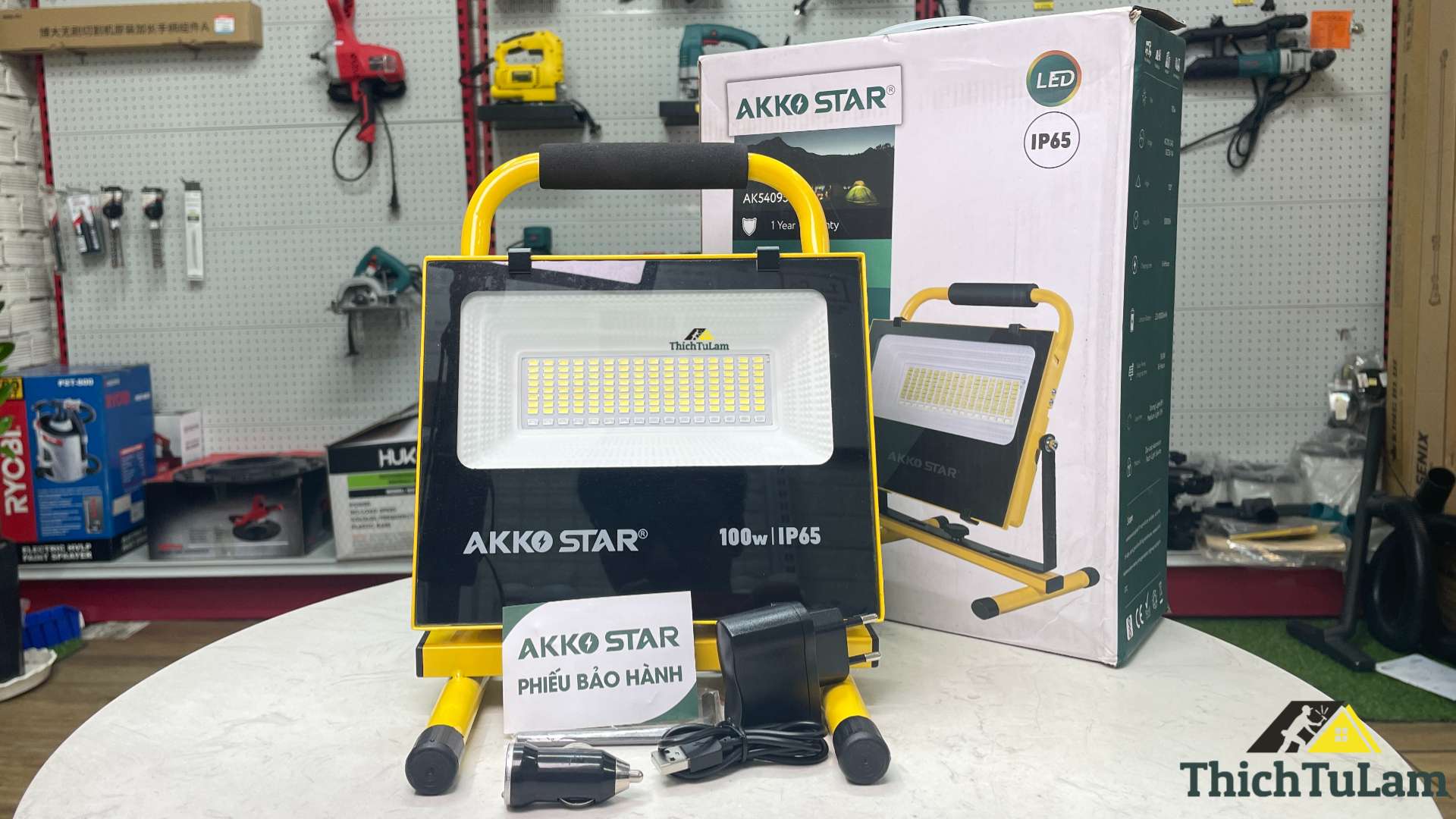 Phụ kiện Đèn pha Solar 100W năng lượng mặt trời AKKO STAR 54095