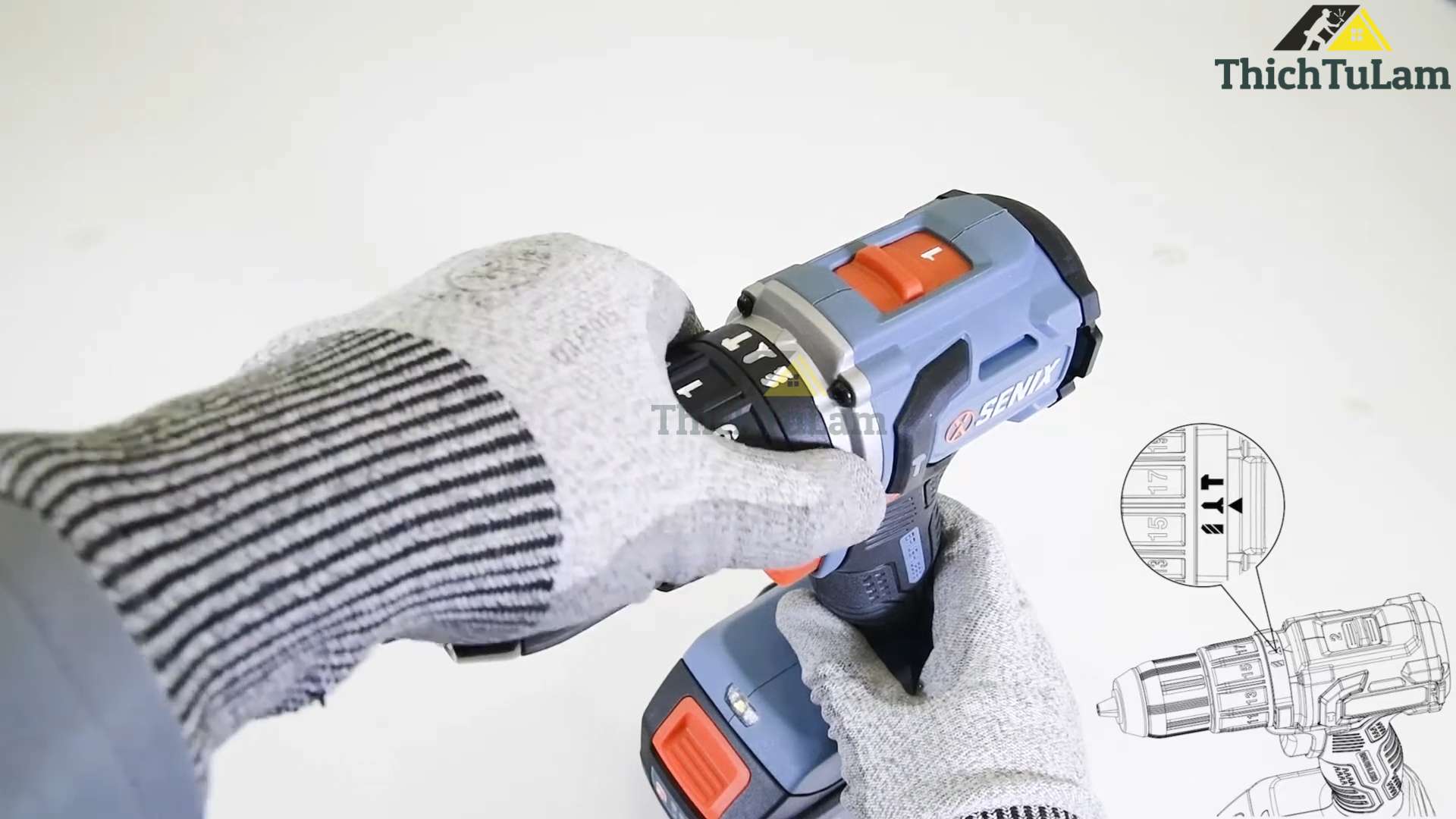 Điều chỉnh chức năng máy khoan pin Senix PDHX2-M2-EU