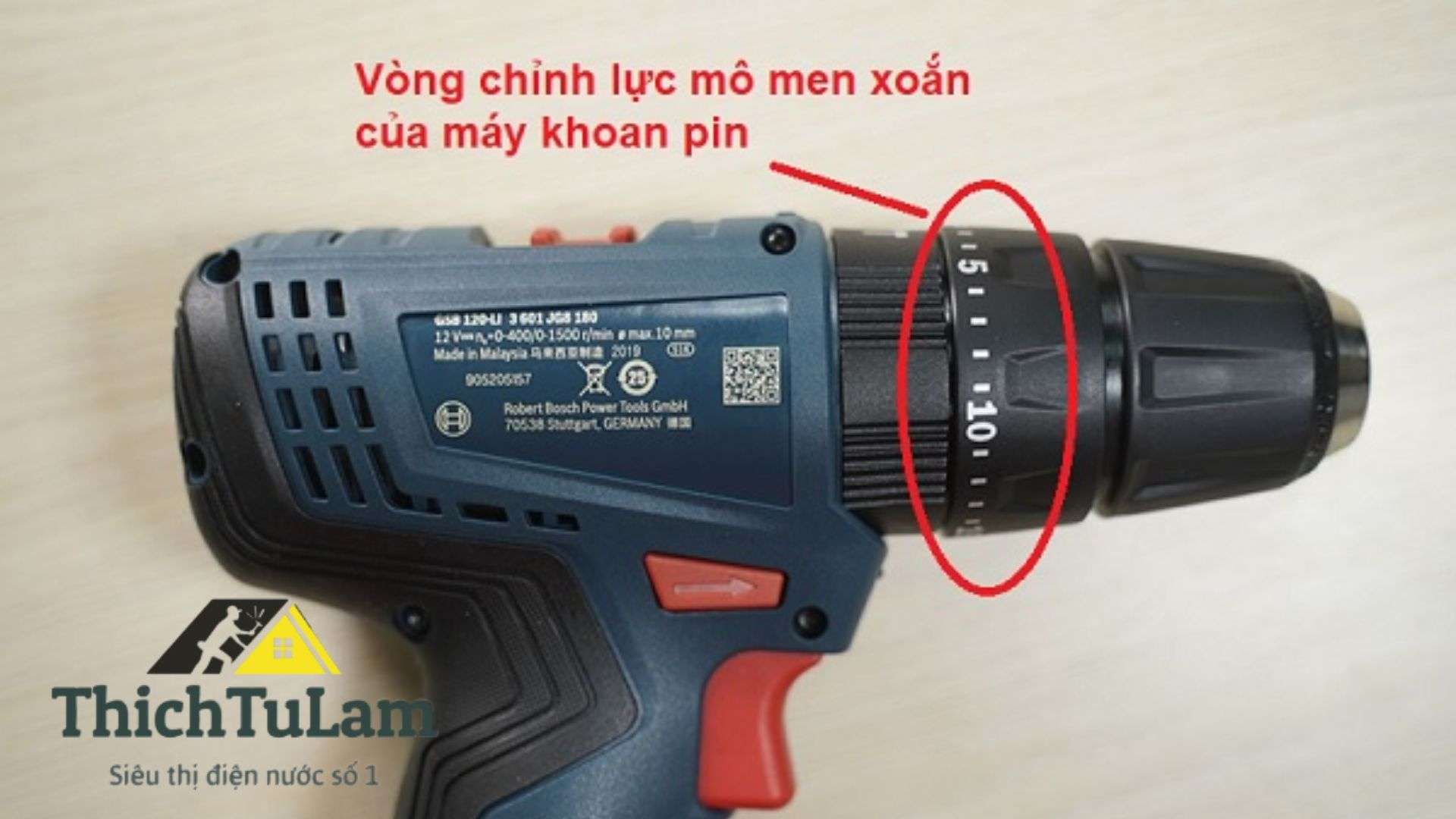 Cài đặt mô-men xoắn máy khoan pin