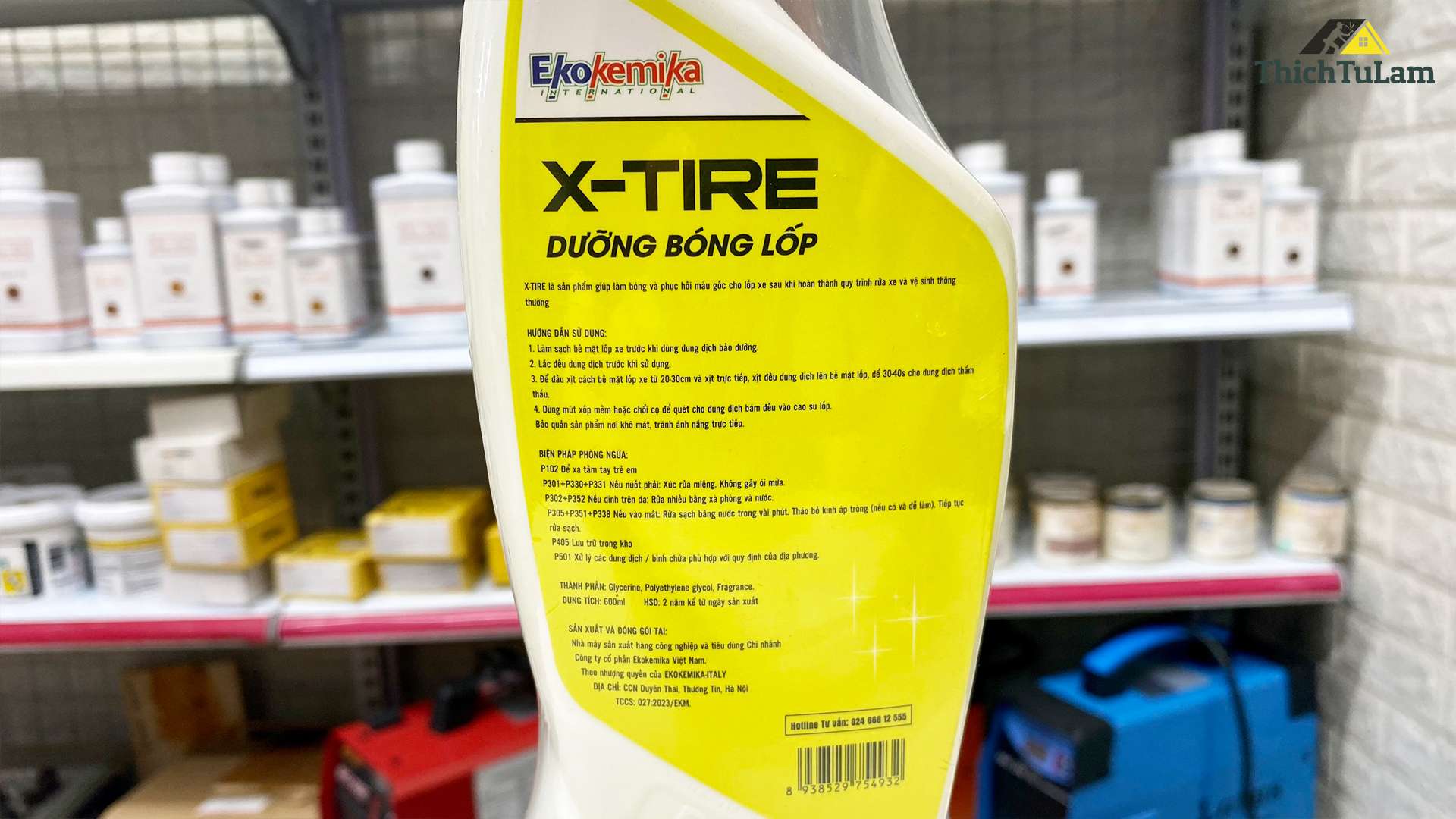 Dung dịch dưỡng đen bóng lốp xe 600ml Ekokemika X-TIRE