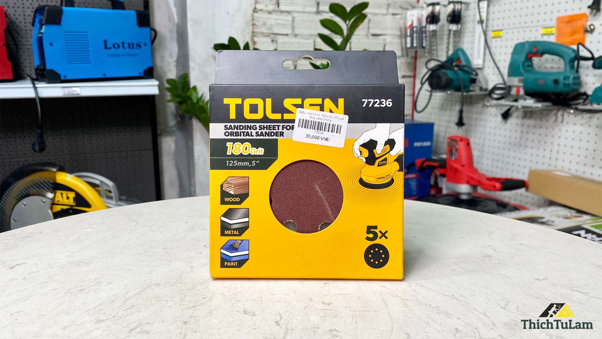 Giấy nhám tròn 125mm 180 grit Tolsen 77236
