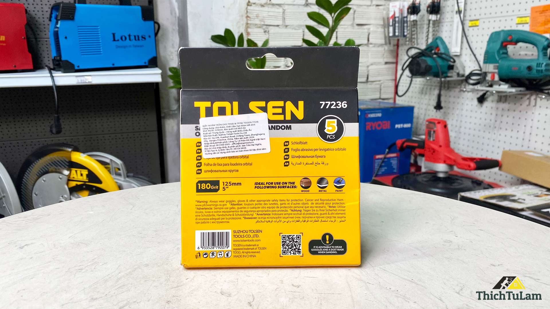 Giấy nhám tròn 125mm 180 grit Tolsen 77236