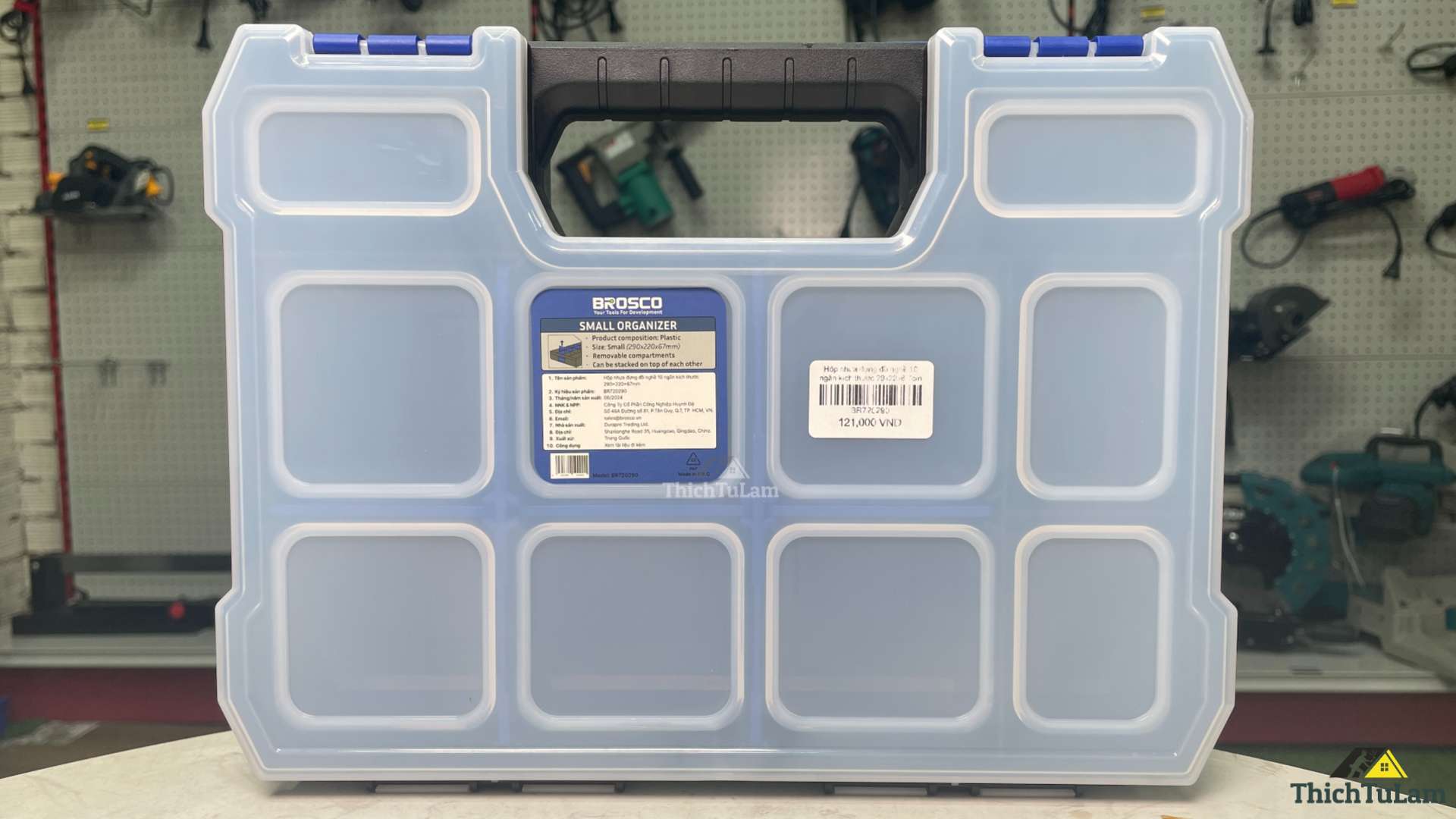 Hộp nhựa đựng đồ nghề 10 ngăn kích thước 29x22x6.7cm Brosco BR720290