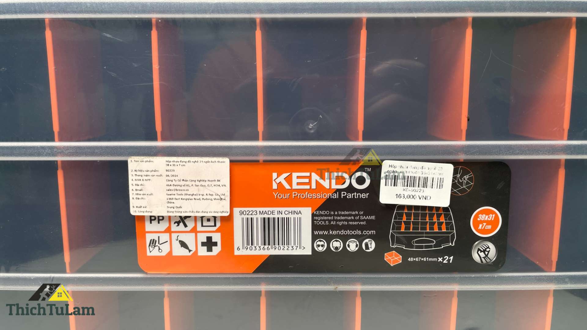 Hộp nhựa đựng đồ nghề 23 ngăn 38x31x7cm Kendo 90223