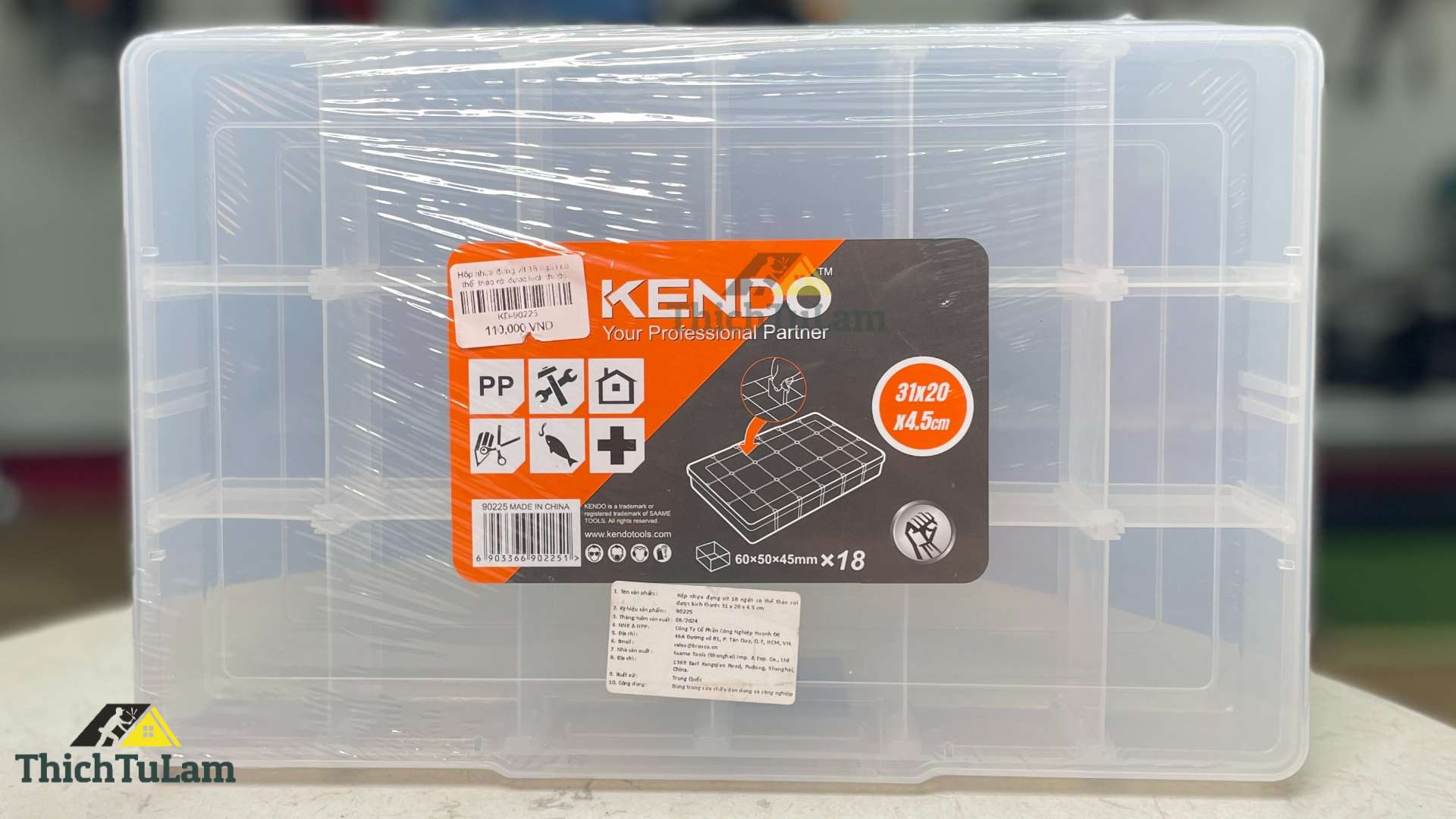 Hộp nhựa đựng vít 18 ngăn có thể tháo rời được kích thước 31x20x4.5cm Kendo 90225