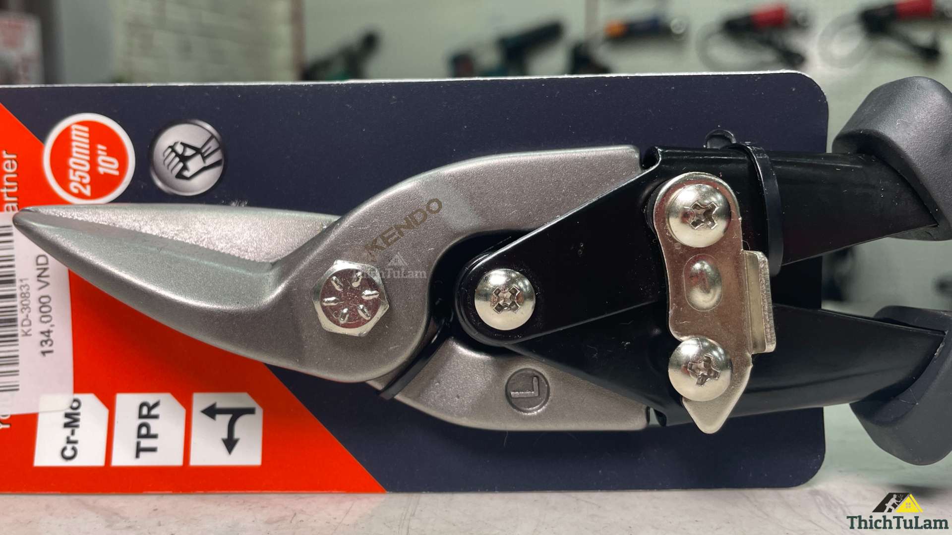 Kéo cắt tôn bằng thép Cr-Mo cắt bên trái 250mm Kendo 30831