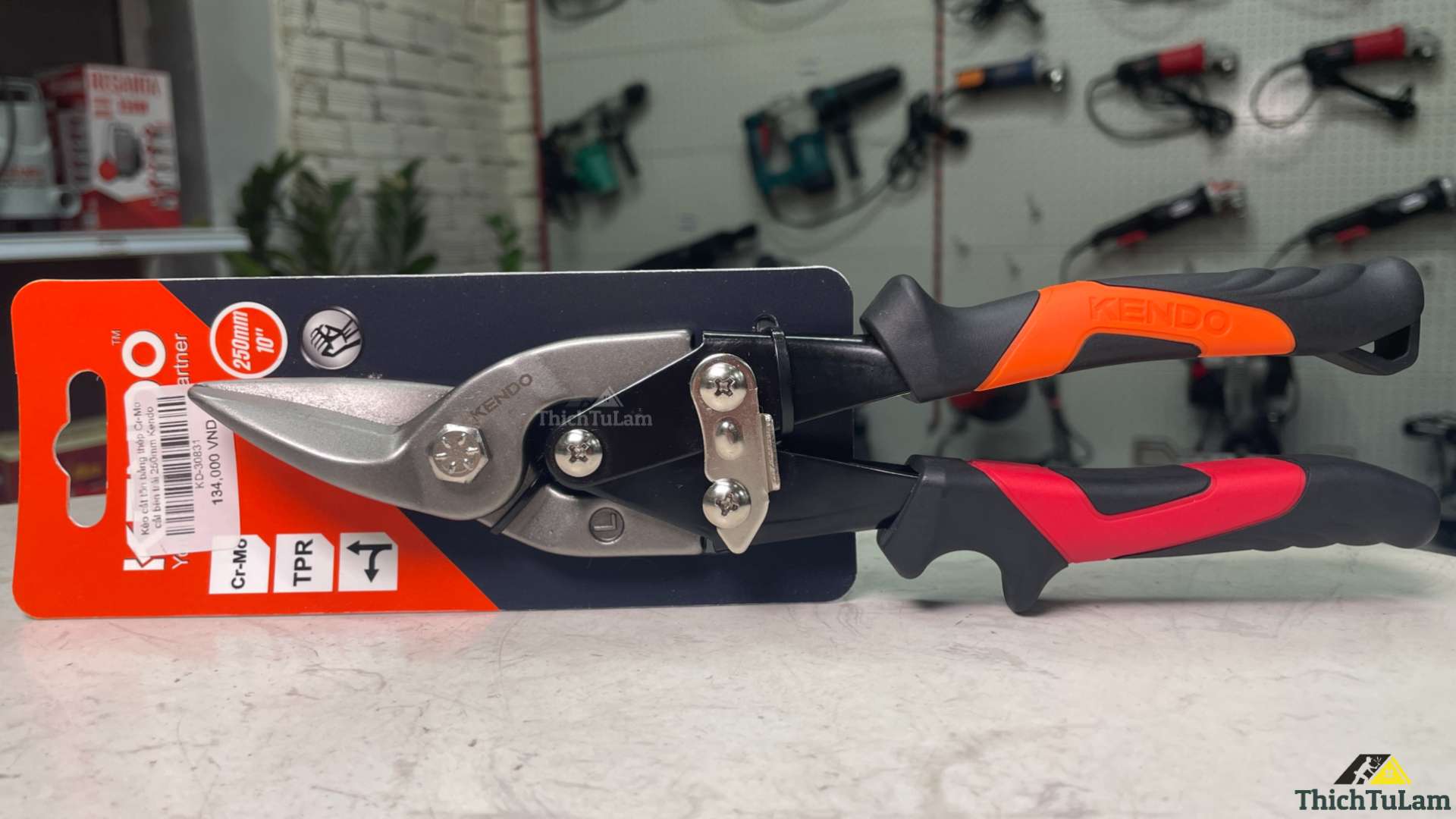 Kéo cắt tôn bằng thép Cr-Mo cắt bên trái 250mm Kendo 30831