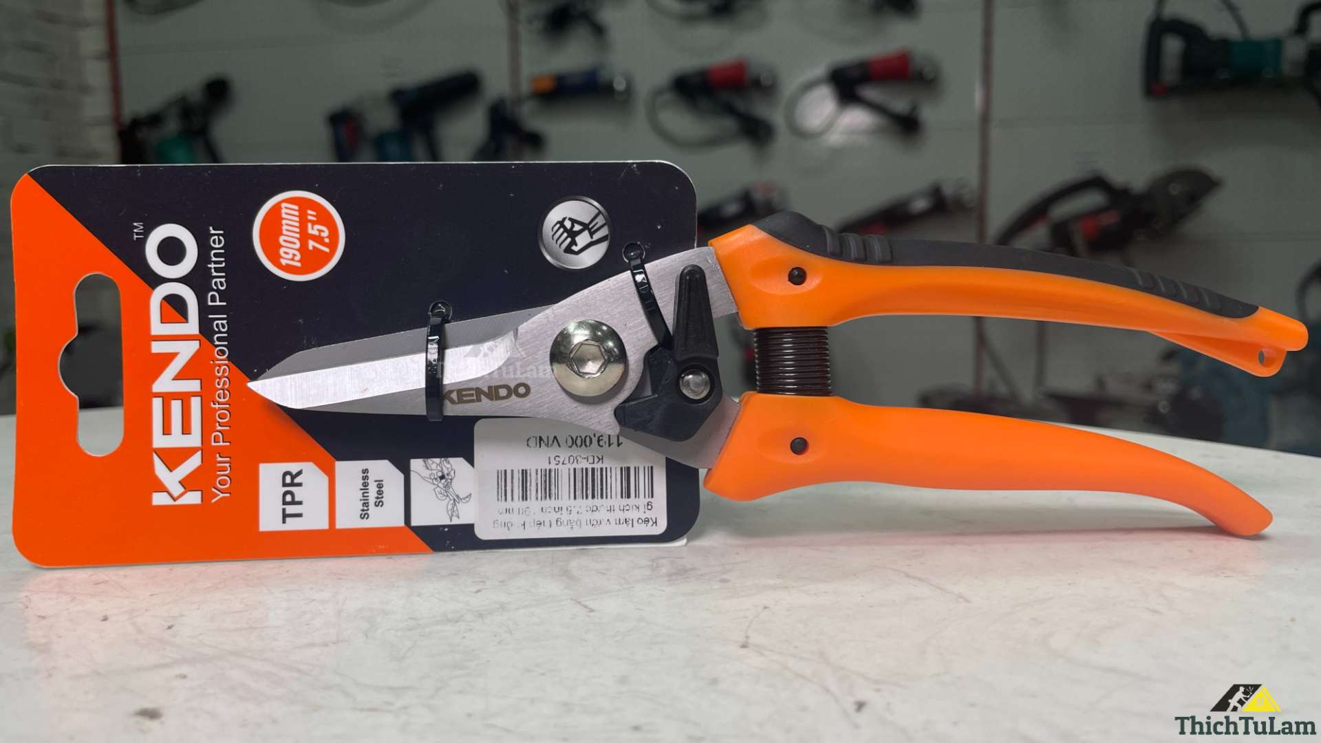 Kéo làm vườn bằng thép không gỉ kích thước 7.5 inch 190mm Kendo 30751