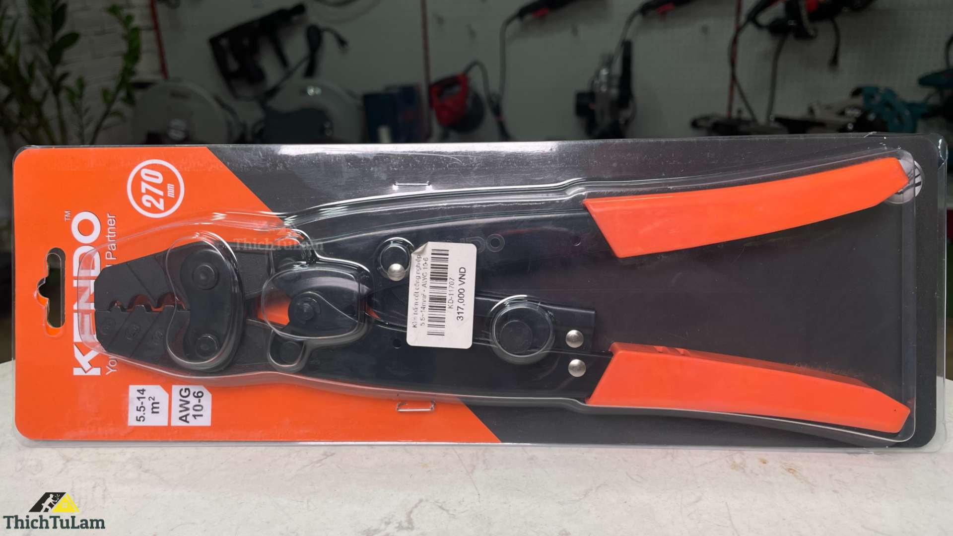 Kìm bấm cốt công nghiệp 5,5~14mm² - AWG 10-6 10.5inch 270mm Kendo 11707