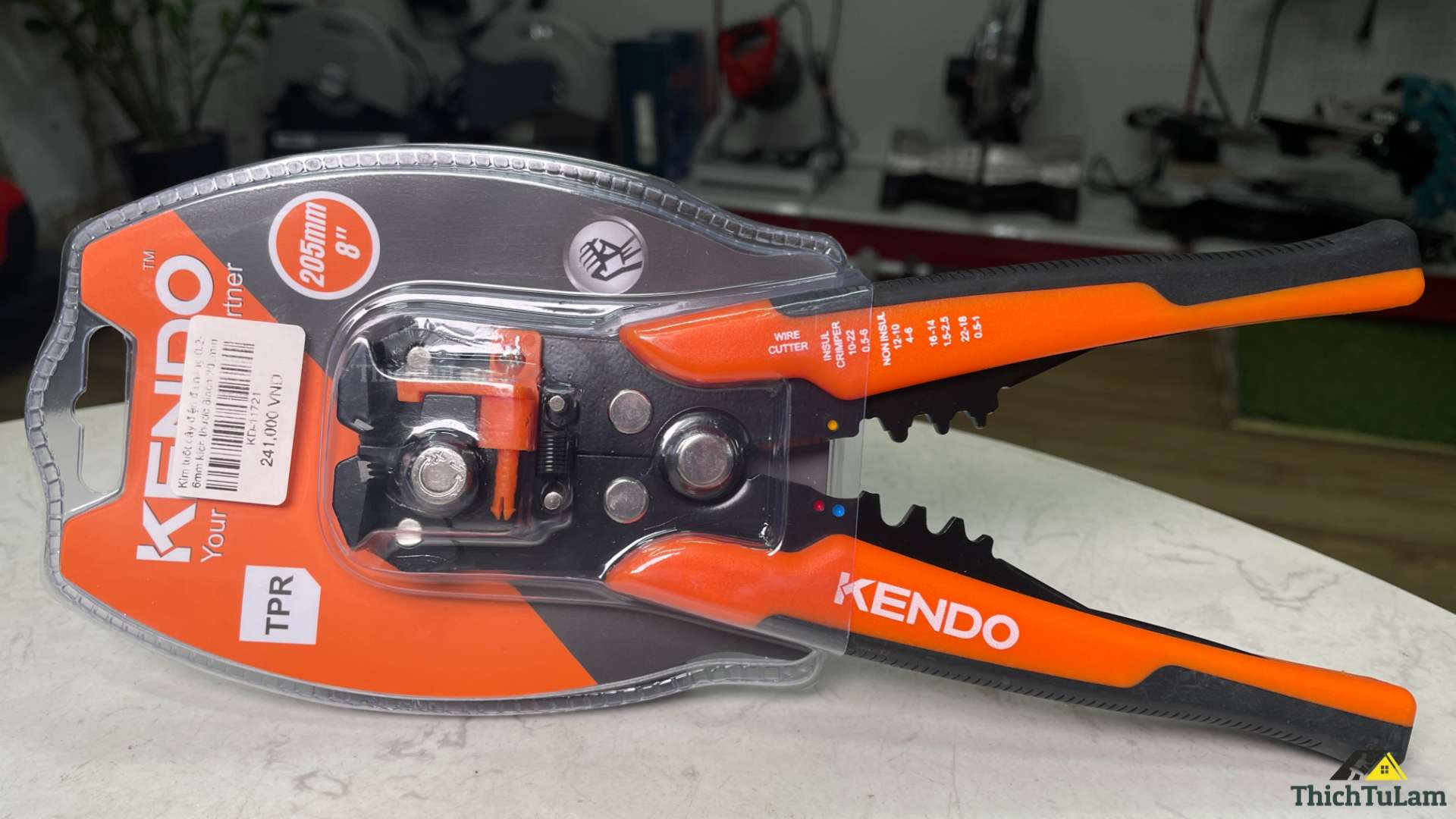 Kìm tuốt dây điện đa năng 0.2-6mm kích thước 8inch 200mm Kendo 11721