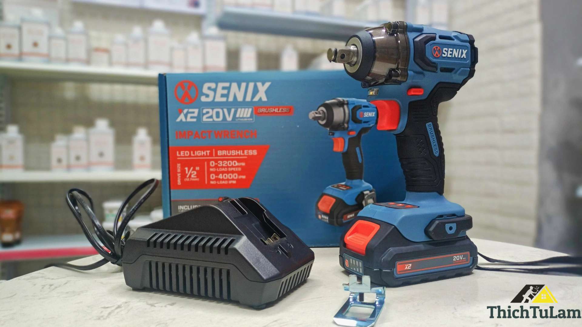 Máy bắn bu lông Pin 20V 1/2inch, lực 330Nm Senix PDWX2-M2-EU