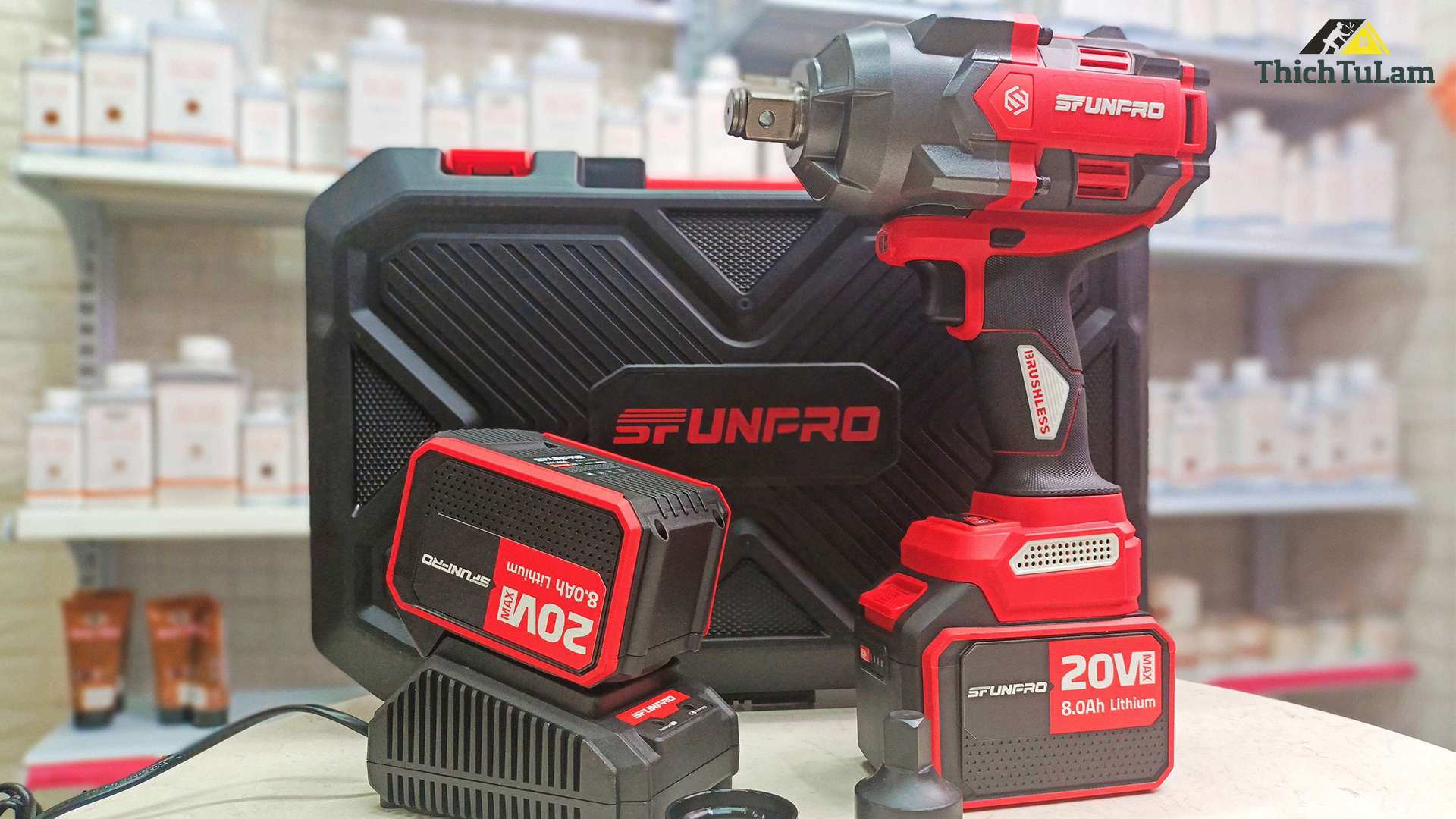 cMáy bắn bu lông M21 1500Nm Sfunpro S20M1500A-8.0 (2 pin 8Ah + 1 sạc)