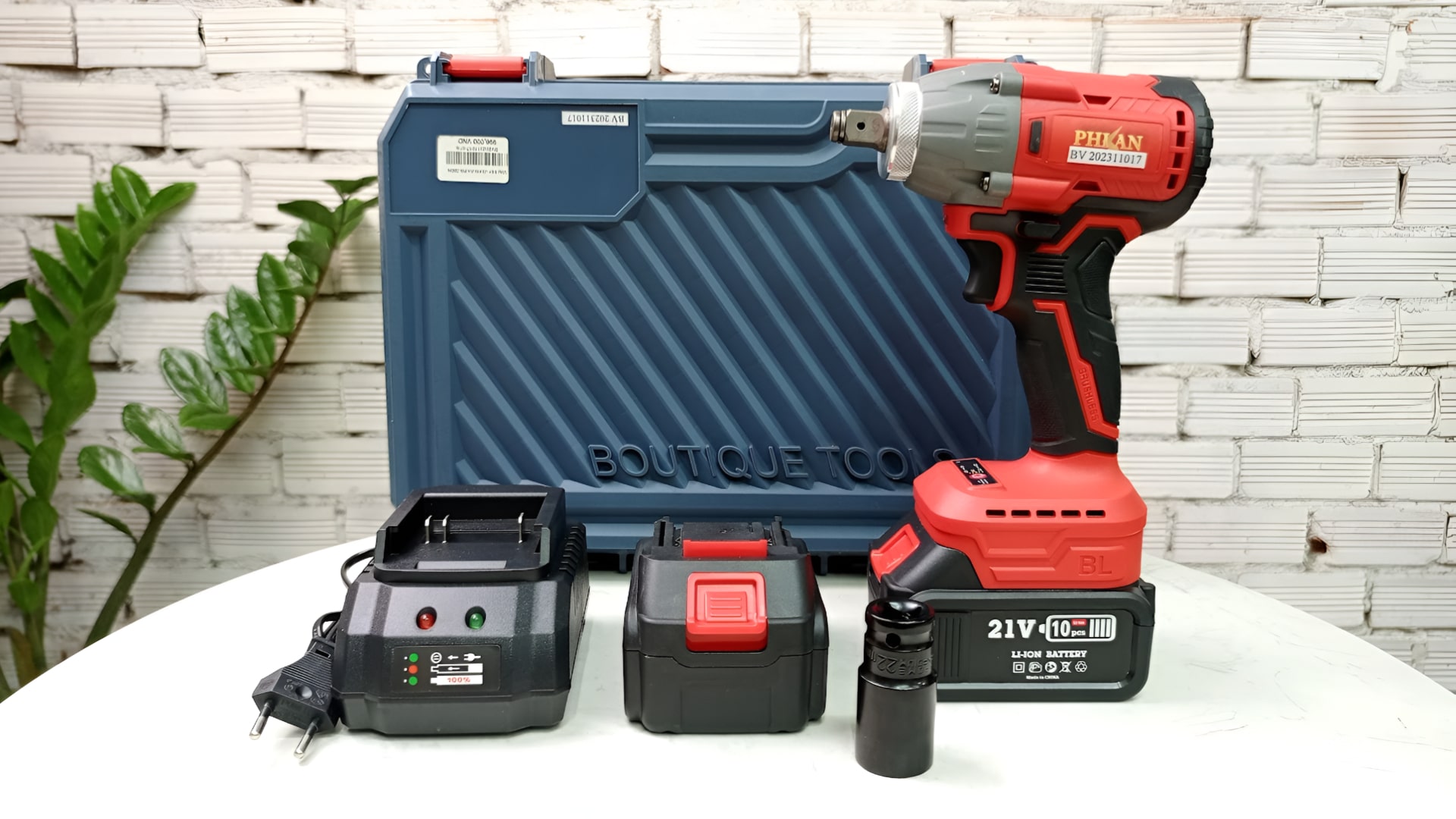 Máy bắn Bu lông pin 20v không than 350Nm Phi An PA-350N