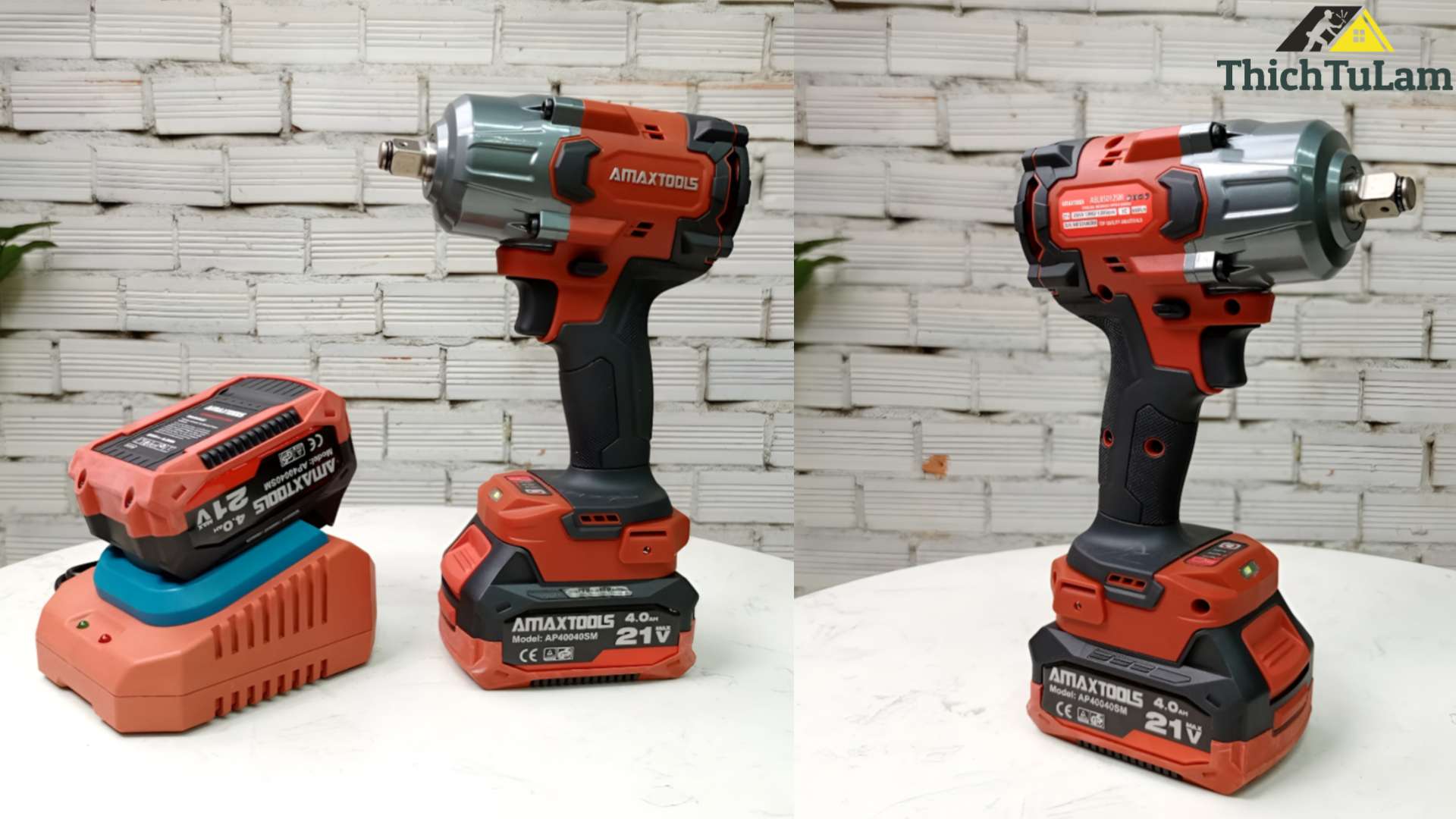 Máy bắn bu lông pin 850Nm M21 (bộ 2 pin, 1 sạc 3.5 Ampe) Amaxtools ABL85012SM.2