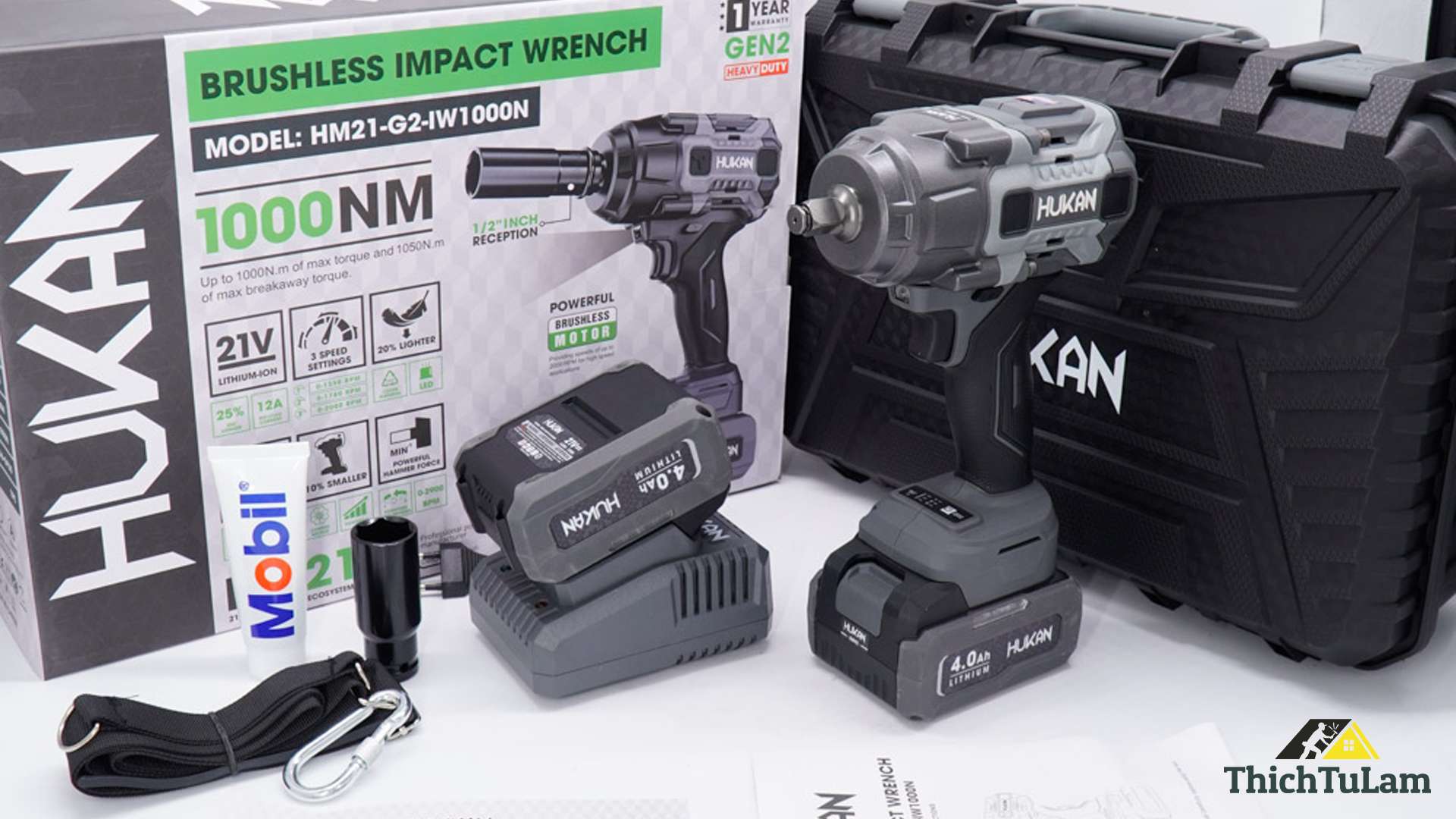 Máy Bắn Bu Lông Pin Hukan 1000Nm