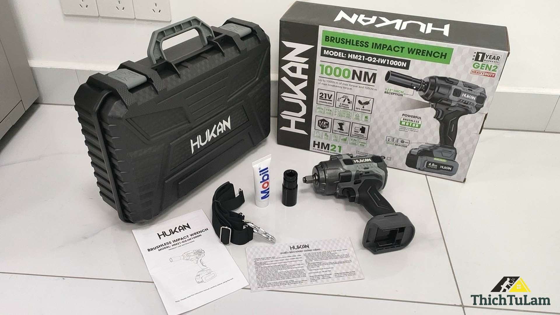 Máy Bắn Bu Lông Pin Hukan 1000Nm