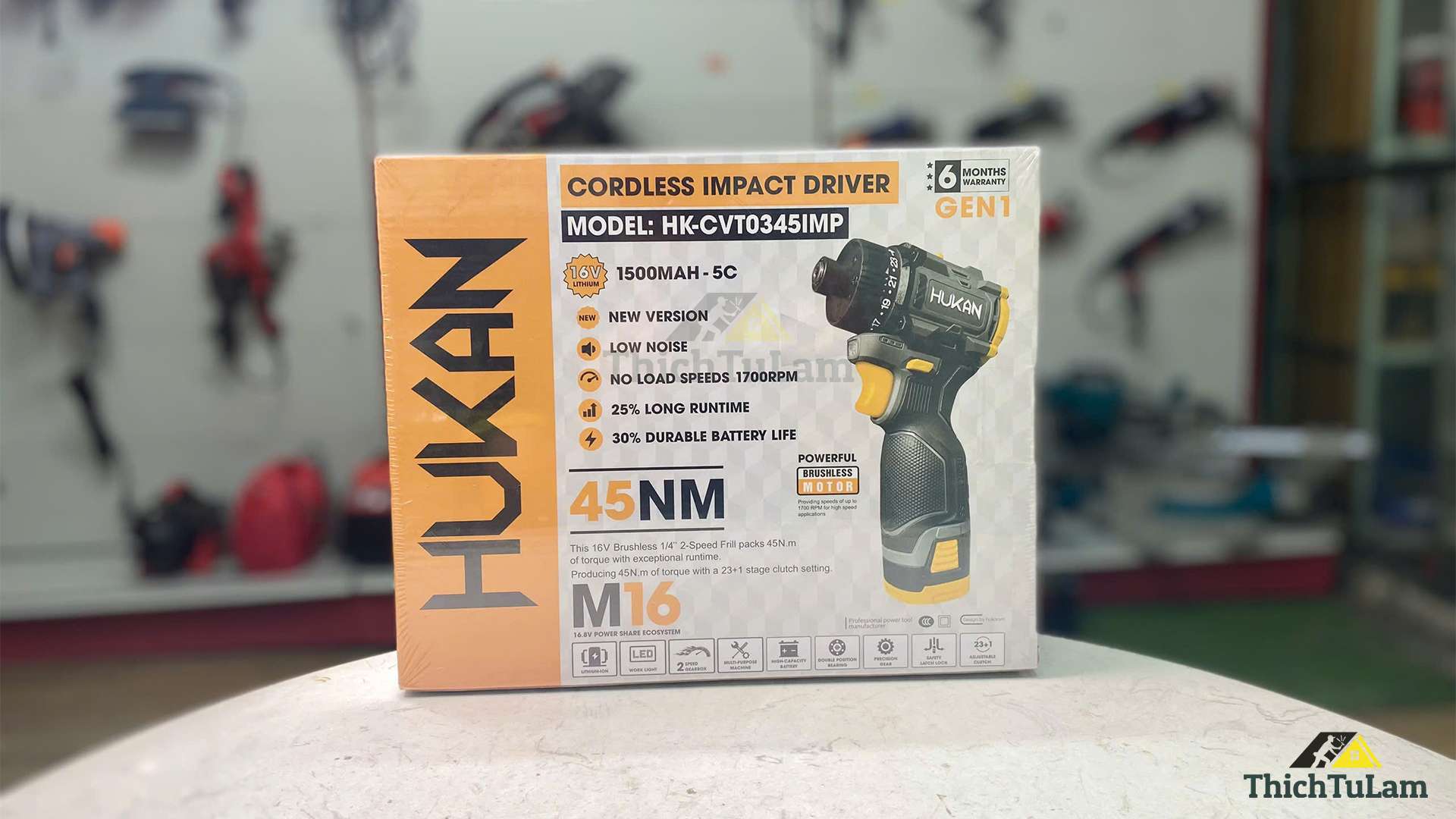 Máy bắt vít pin 16.8V 45Nm Hukan HK-CTV0345IMP