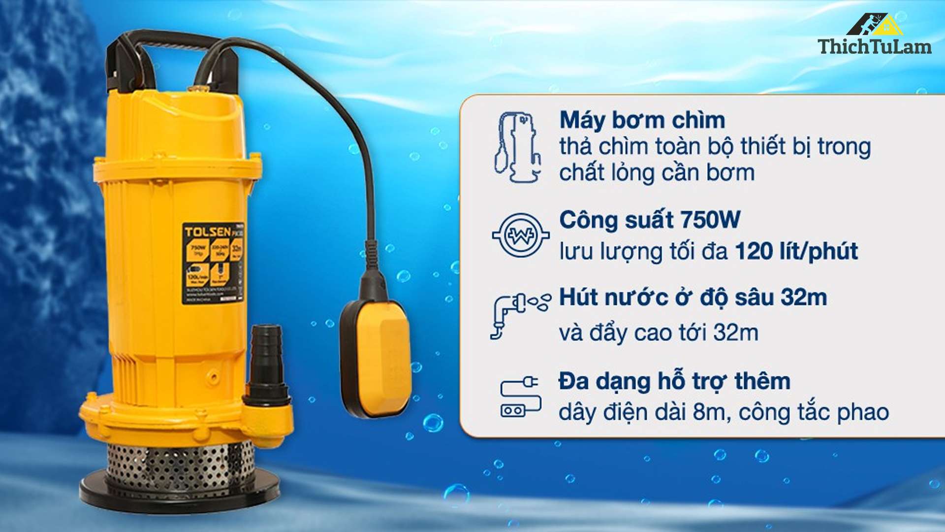 MÁY BƠM NƯỚC CHÌM NƯỚC SẠCH 1HP TOLSEN 79979