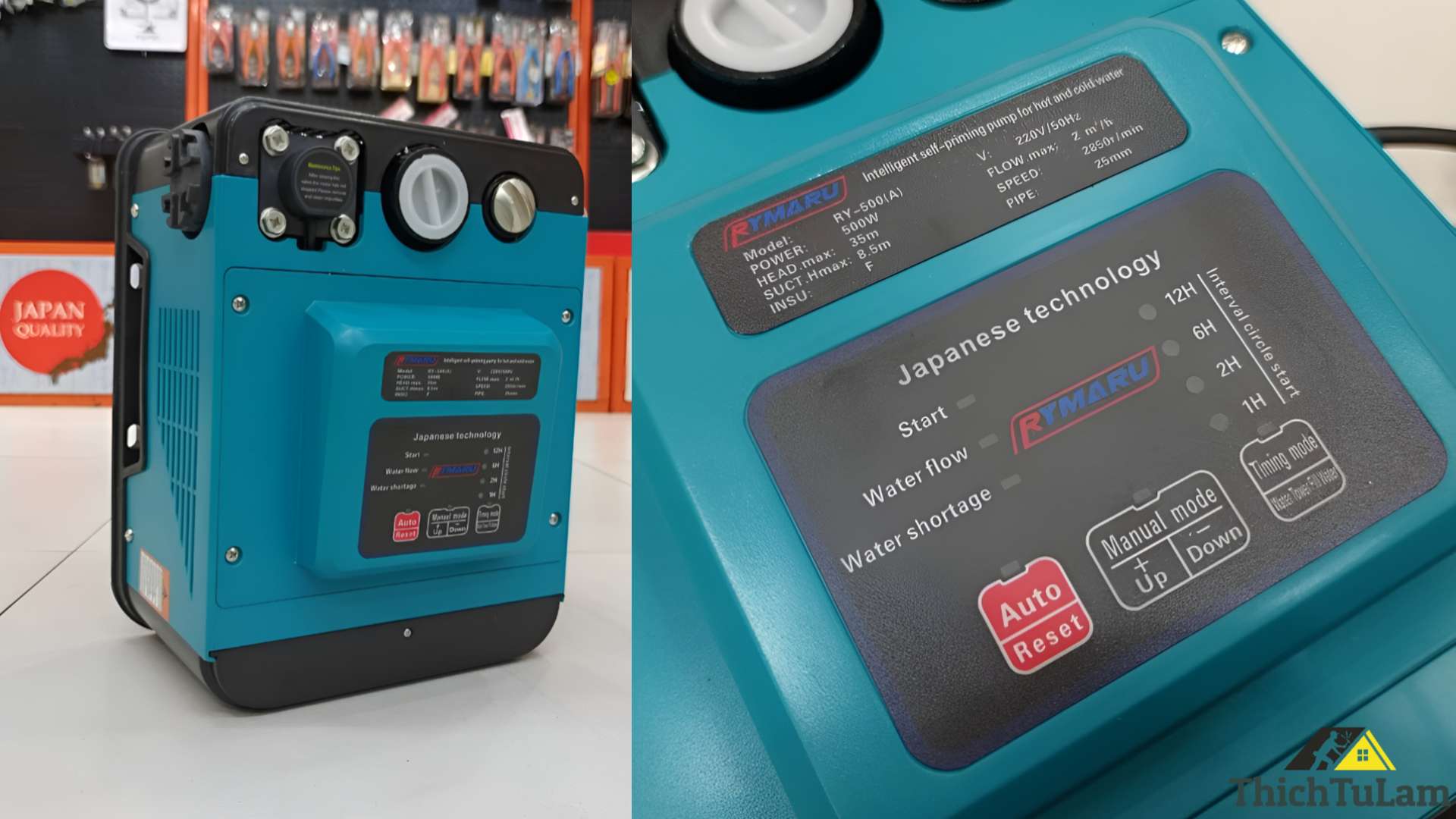 Máy bơm tăng áp hút, đẩy 500W Rymaru RY-500