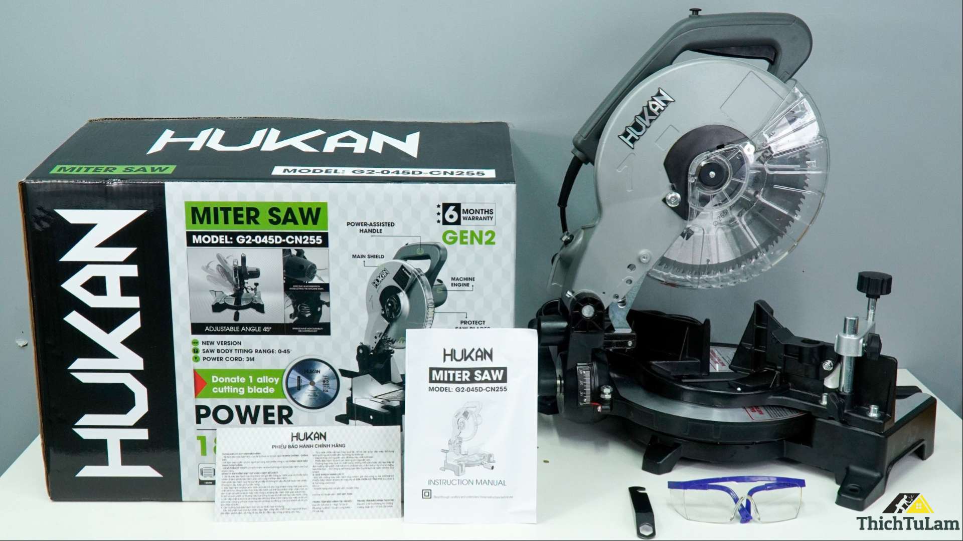 Máy cắt nhôm đa góc 1850W 255mm Hukan G2-045D-CN255