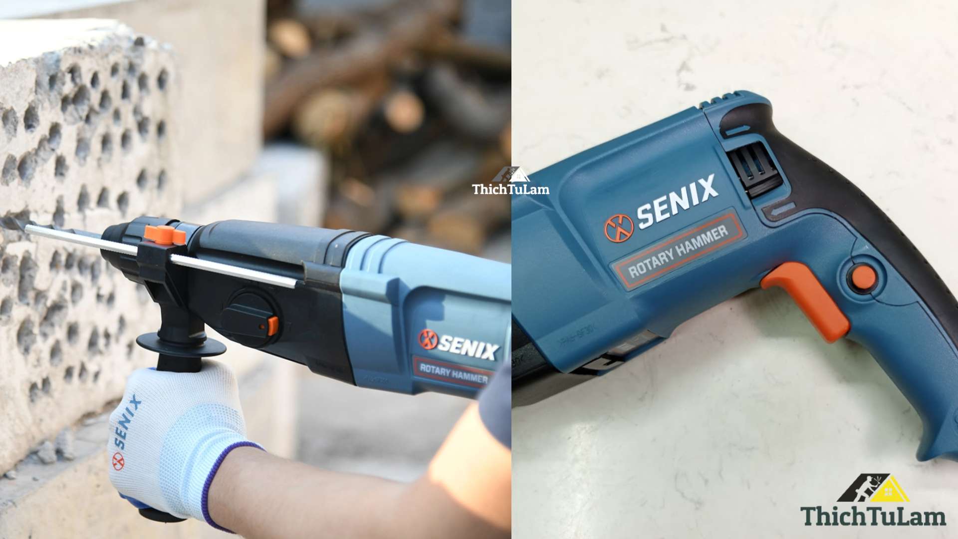 Máy khoan bê tông điện 800W 3 chức năng Senix PDRE08-M-EU