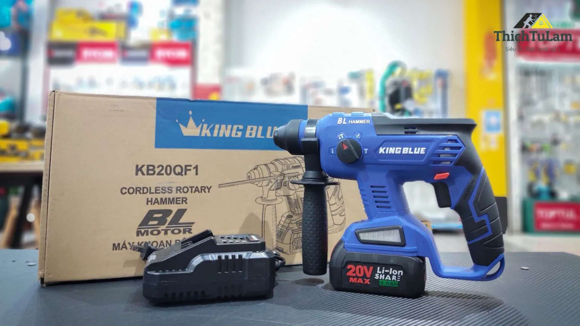 Máy khoan bê tông pin 20V Kingblue KB20QF1 (1 pin 4Ah + 1 sạc) (Chân Bosch)