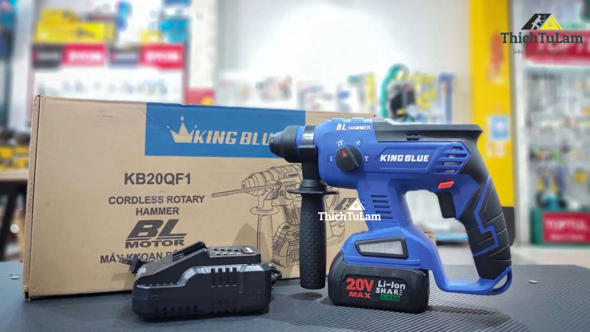 Máy khoan bê tông pin 20V Kingblue KB20QF1 (1 pin 4Ah + 1 sạc) (Chân Bosch)