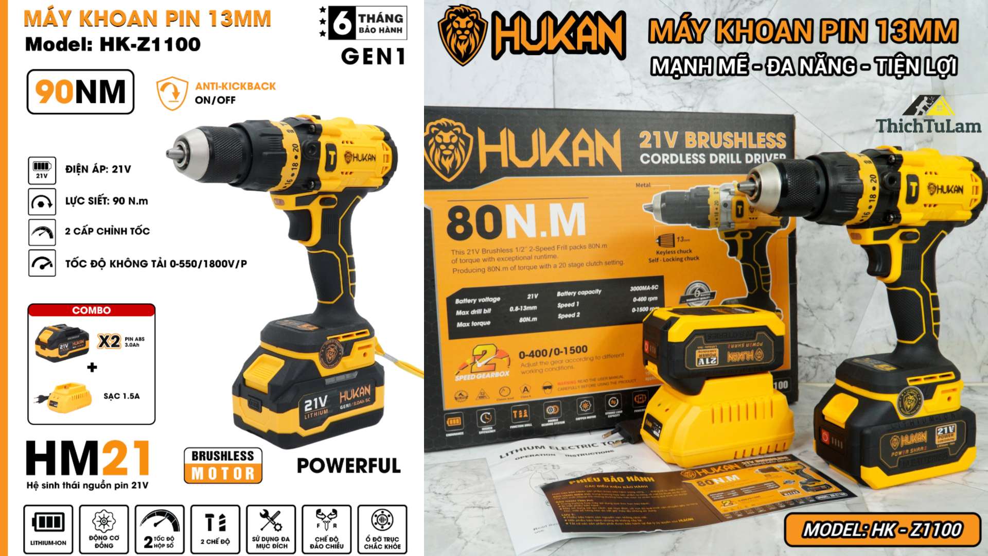 Máy khoan pin Hukan HK-Z1100