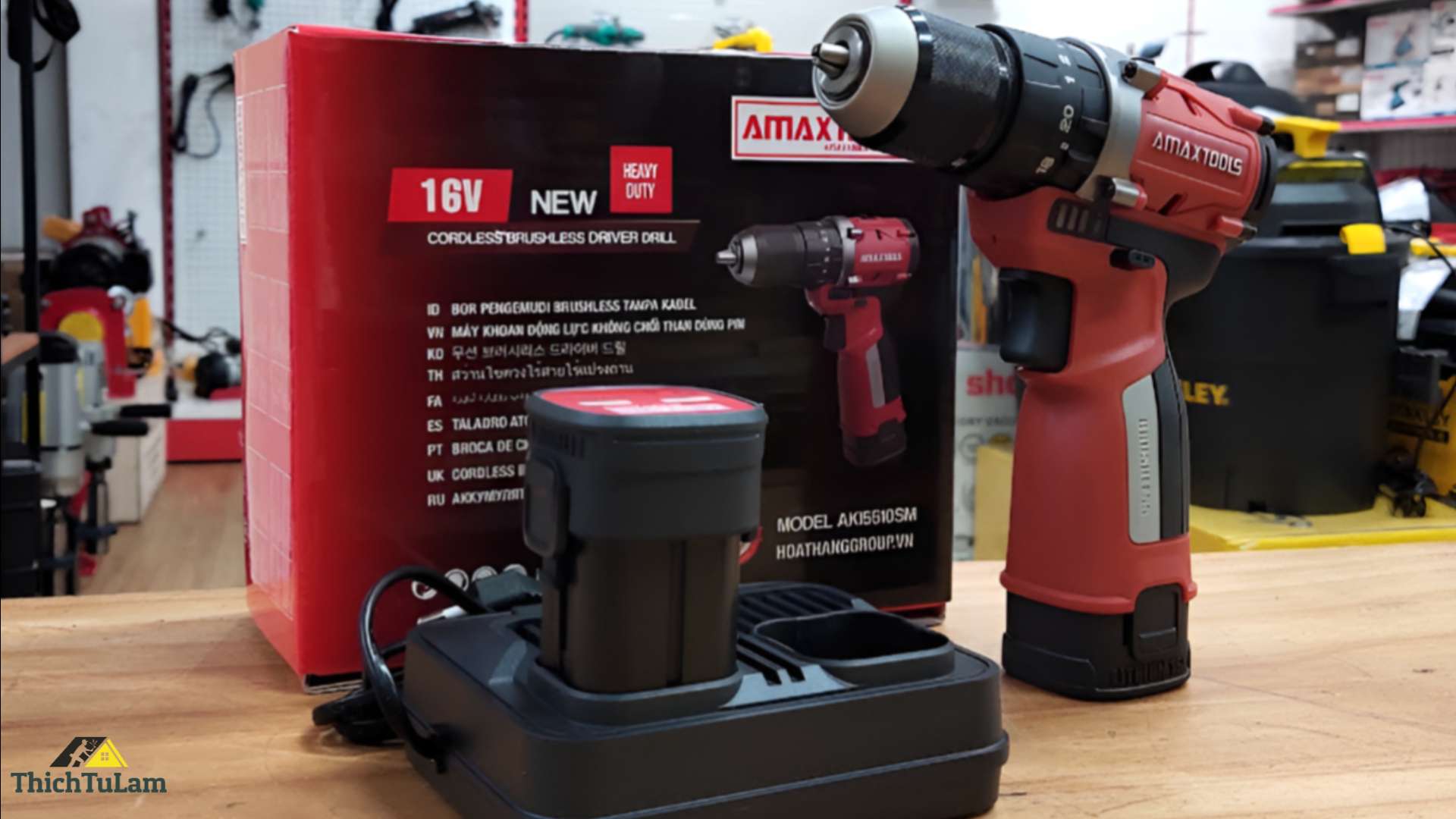 Máy khoan pin 16.8V có búa Amaxtools AKI5510SM