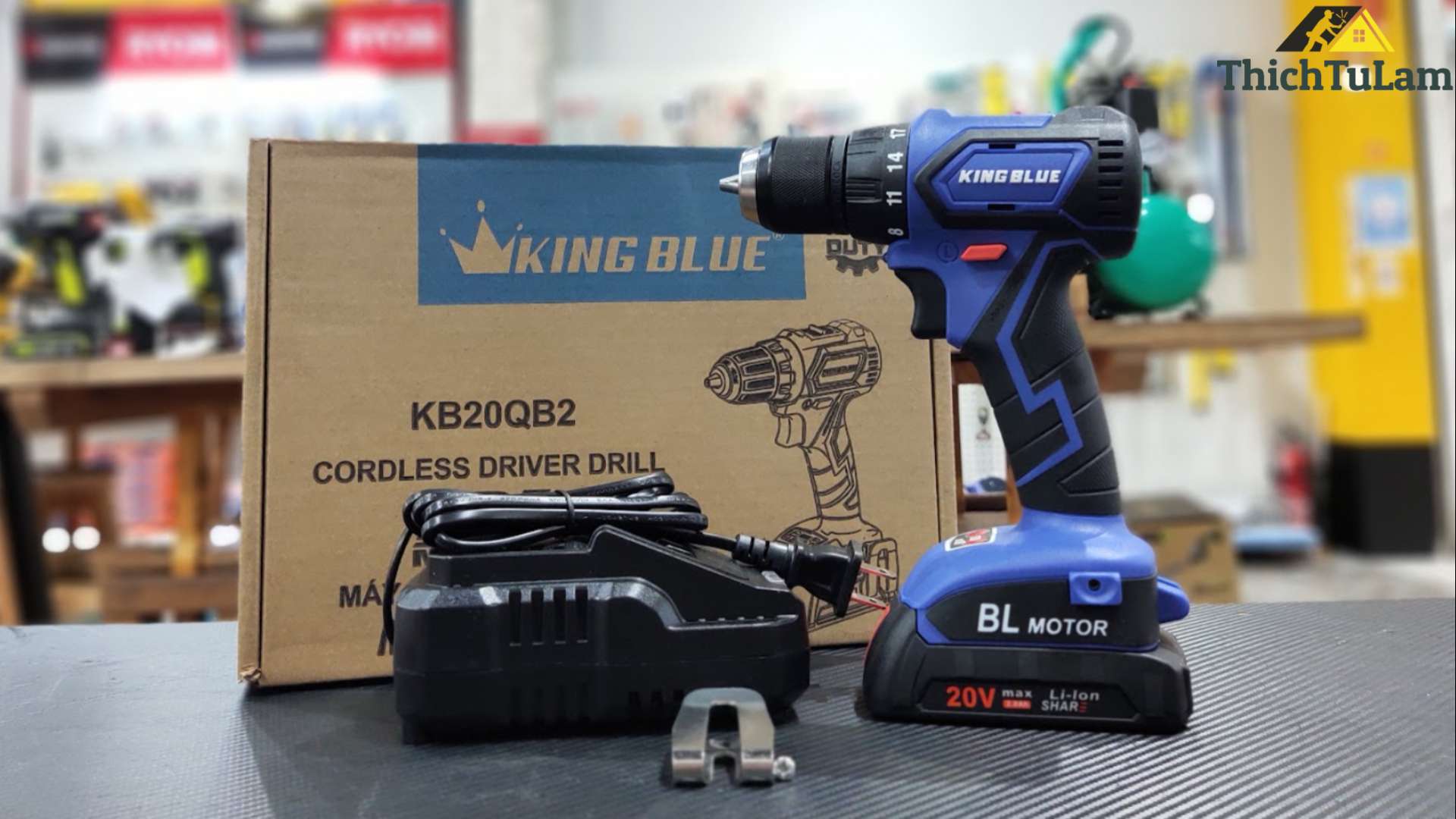 Máy khoan pin 20V 50Nm Kingblue KB20QB2 (2 pin 2Ah + 1 sạc) (Chân Bosch)