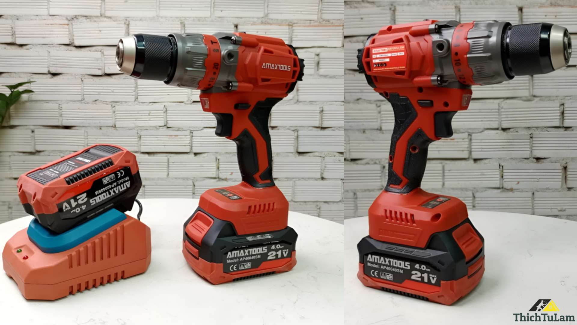 Máy khoan pin động lực 120Nm M21 (Bộ 2 pin, 1 sạc 2.5A) Amaxtools AKI12013SM2