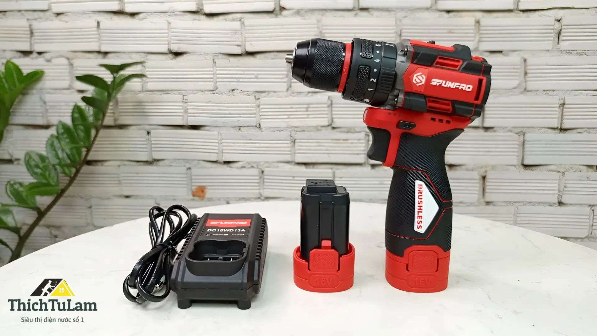 BỘ MÁY KHOAN PIN 16V KHÔNG BÚA 10MM SFUNPRO S2AH7916 (2 PIN 1 SẠC)